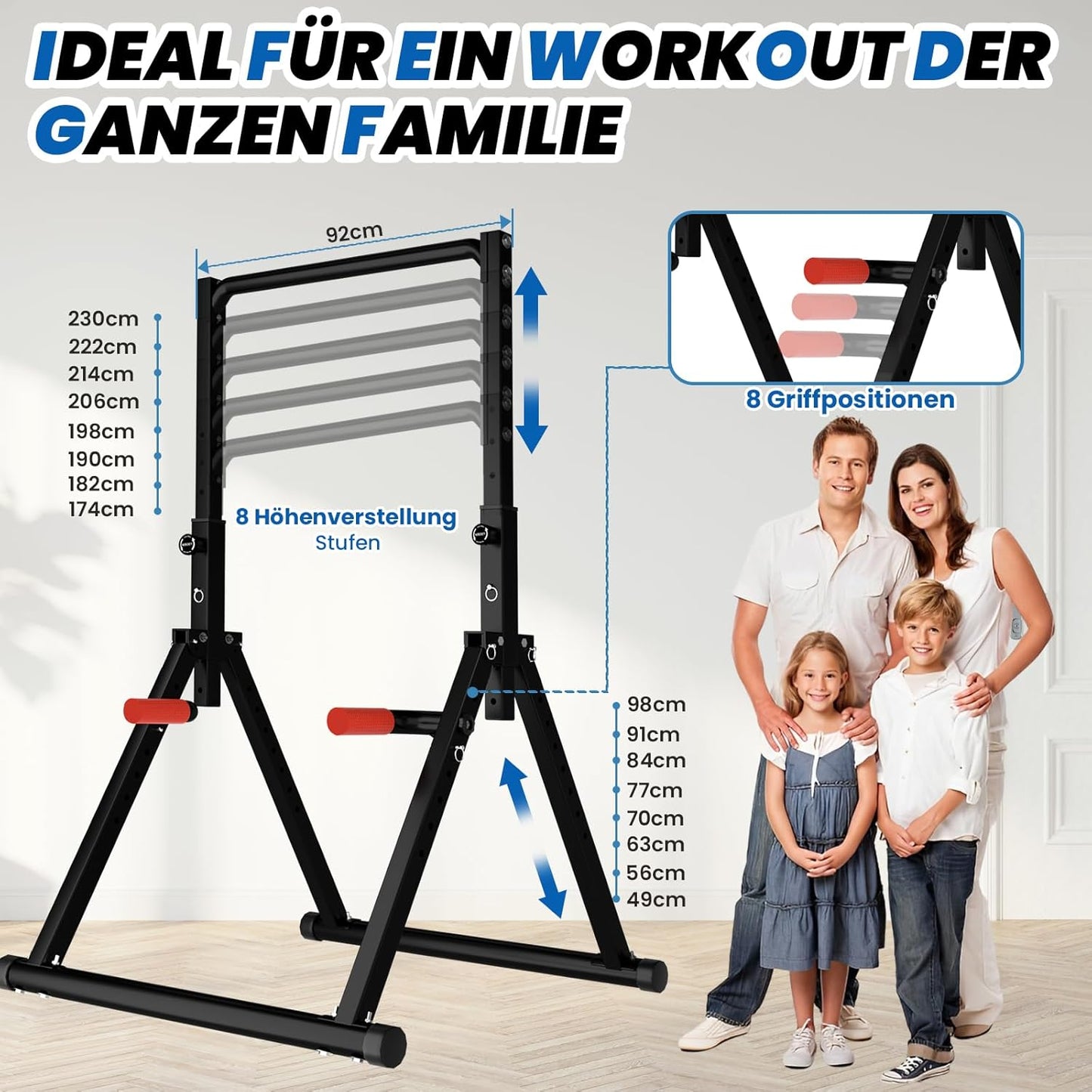Faltbare Power Tower Dip Station, Schwarzer Stil 2