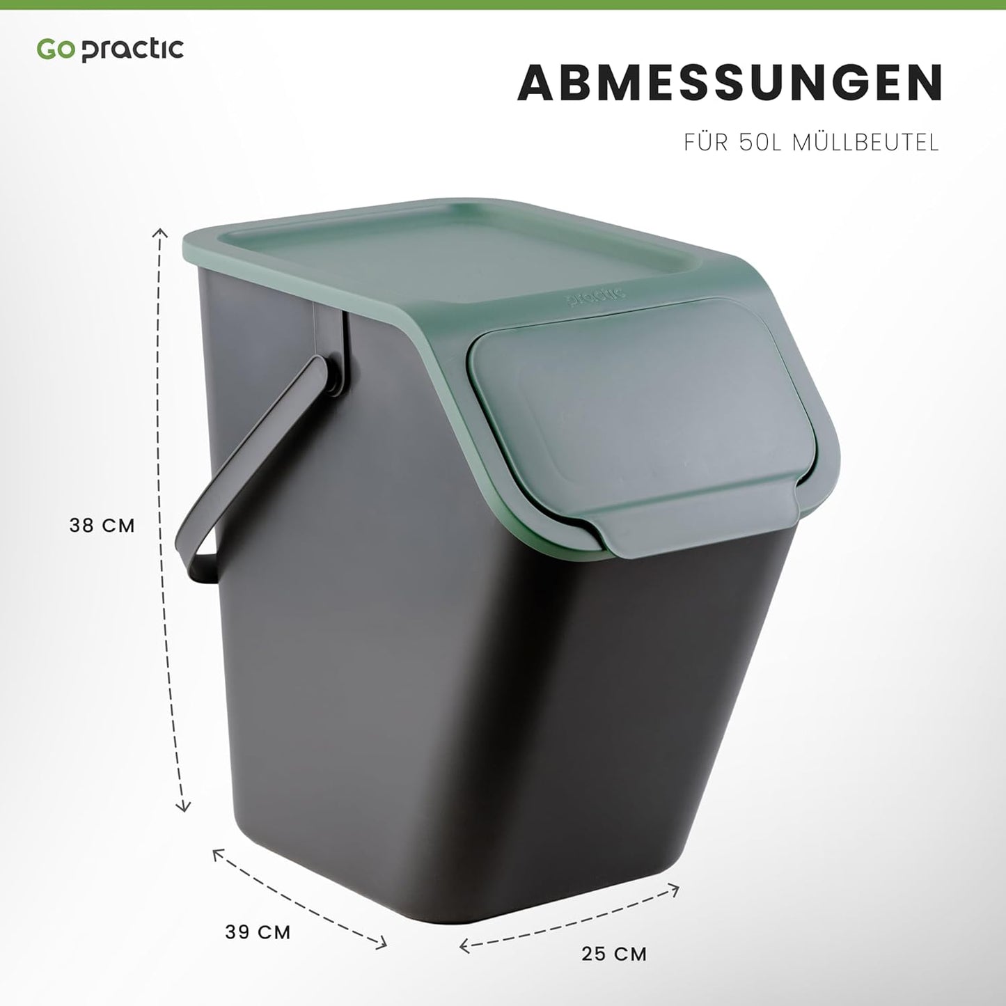 Mülltrennsystem Mülleimer-Set mit Biofilter (2x25l), 2x25l + Bioaktivkohlefilter Grau