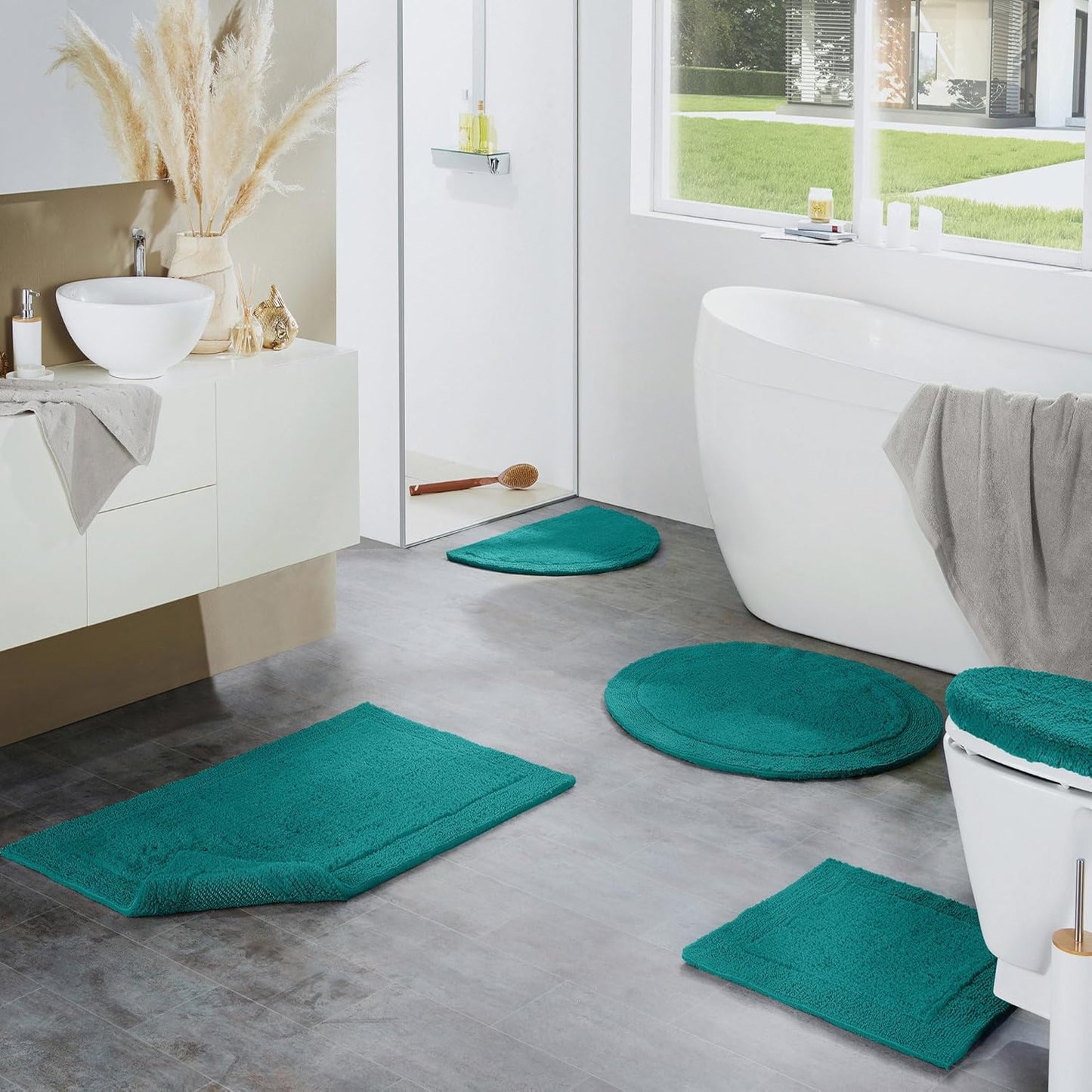 Badematte Stuttgart, Petrol Badteppich - 60x100 cm