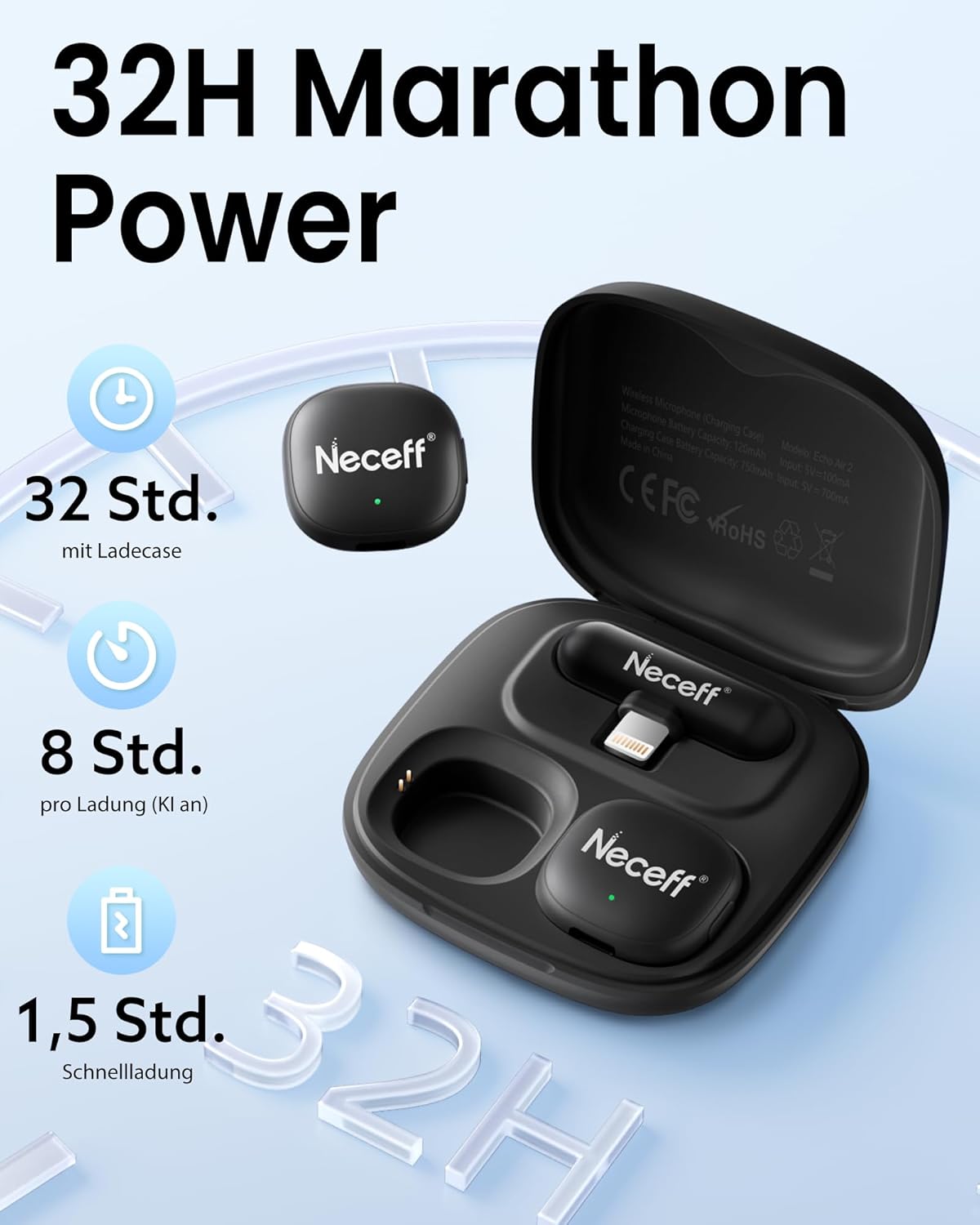 Lavalier-Mikrofon Set für iPhone mit Rauschunterdrückung, Schwarz