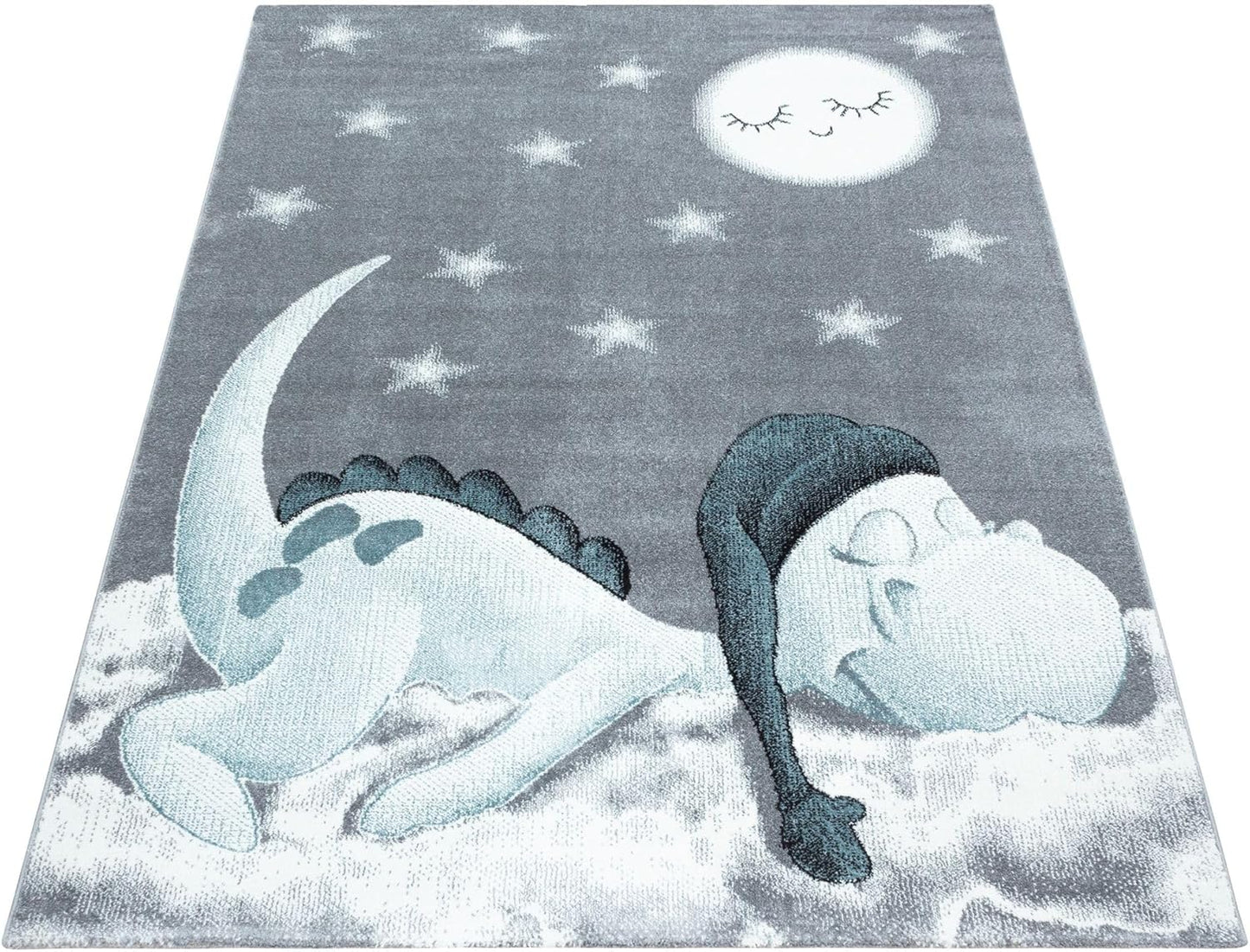 Kinderteppich mit süssem Dinosaurier-Motiv, 160 x 230 cm (Rechteckig) Blau-3