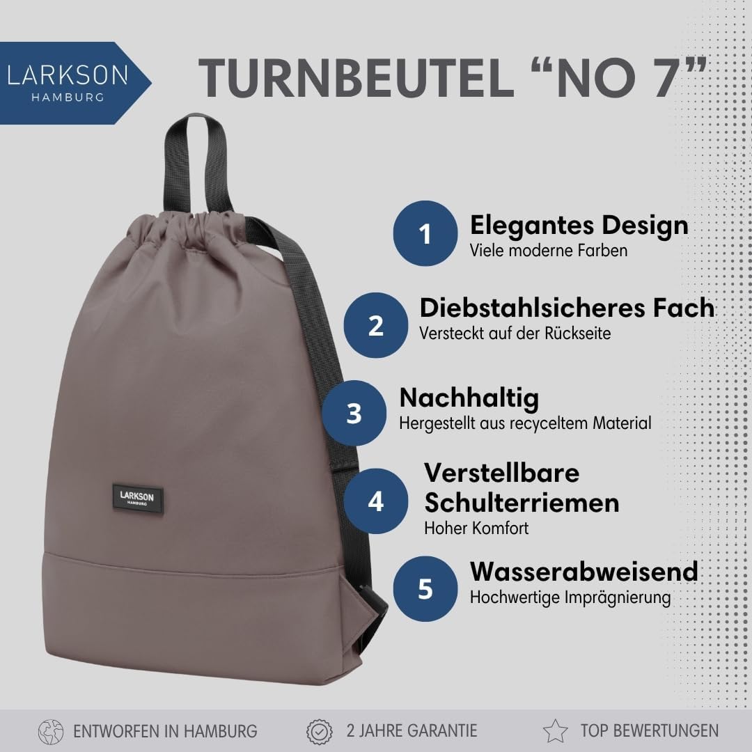 Turnbeutel No 7 mit Aussentasche, Taupe