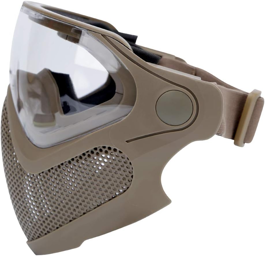 Taktische Sicherheitsmaske mit Antibeschlagbrille-Set, TAN