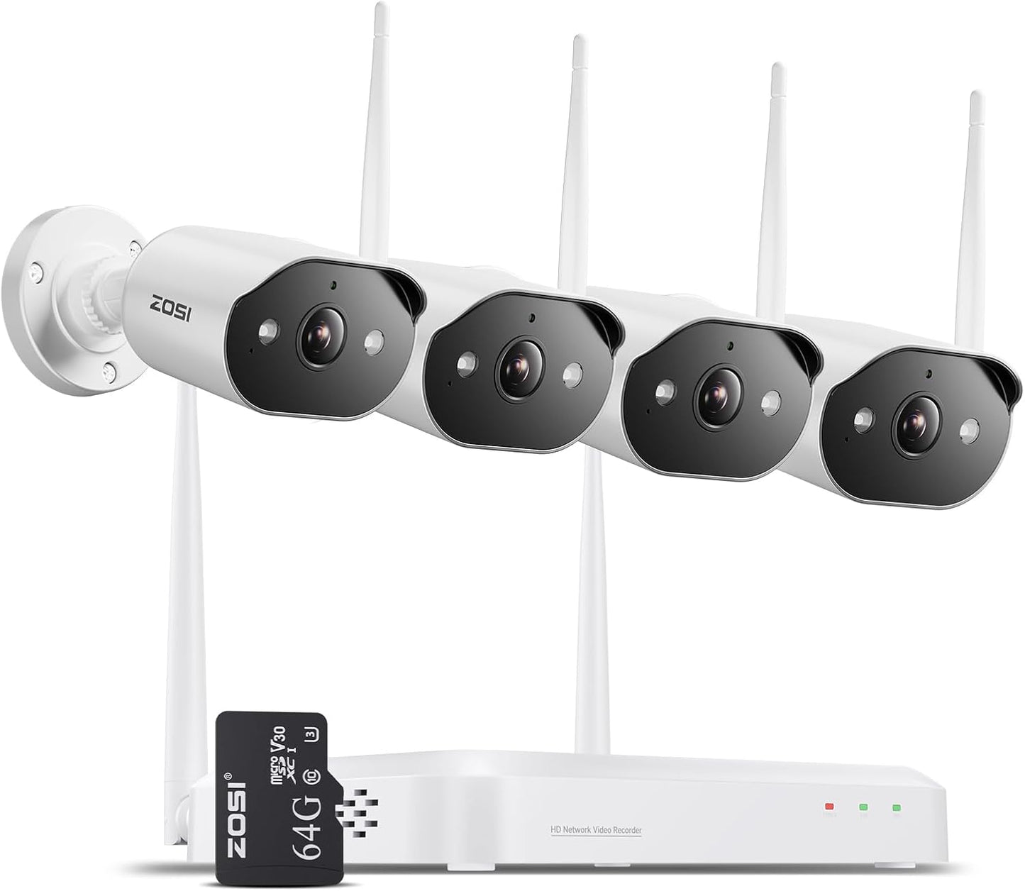 2K 3MP WiFi 6 Überwachungskamera-Set (8-teilig), 4 Kameras ; Weiss