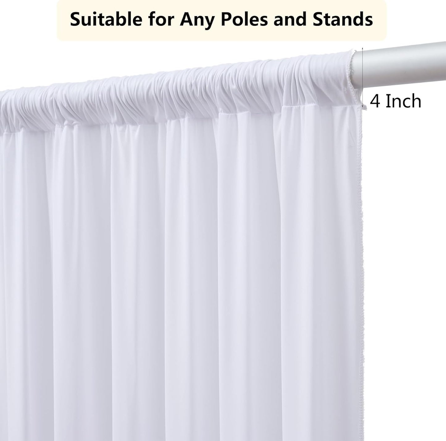 Faltenfreie Hintergrund Vorhänge-Set (4 Stück), W150×H300cm(4 Stücke) Weiss