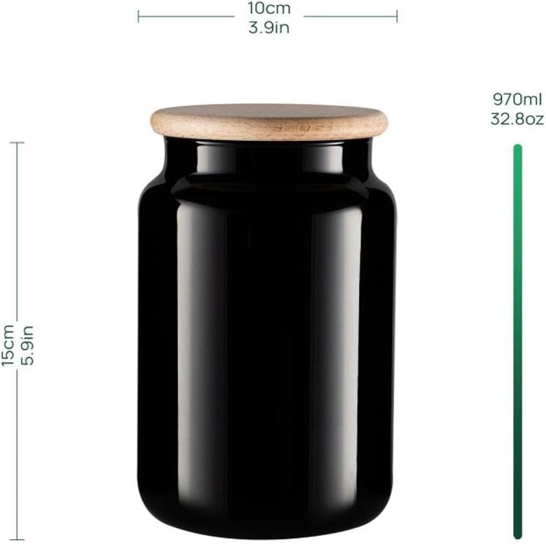 3er-Set Vorratsgläser (900 ml), Schwarz