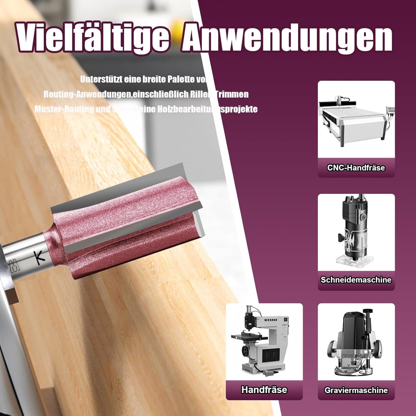 Nutfräser 3-Klingen-Set, Ø:16mm L:30mm TL:90mm