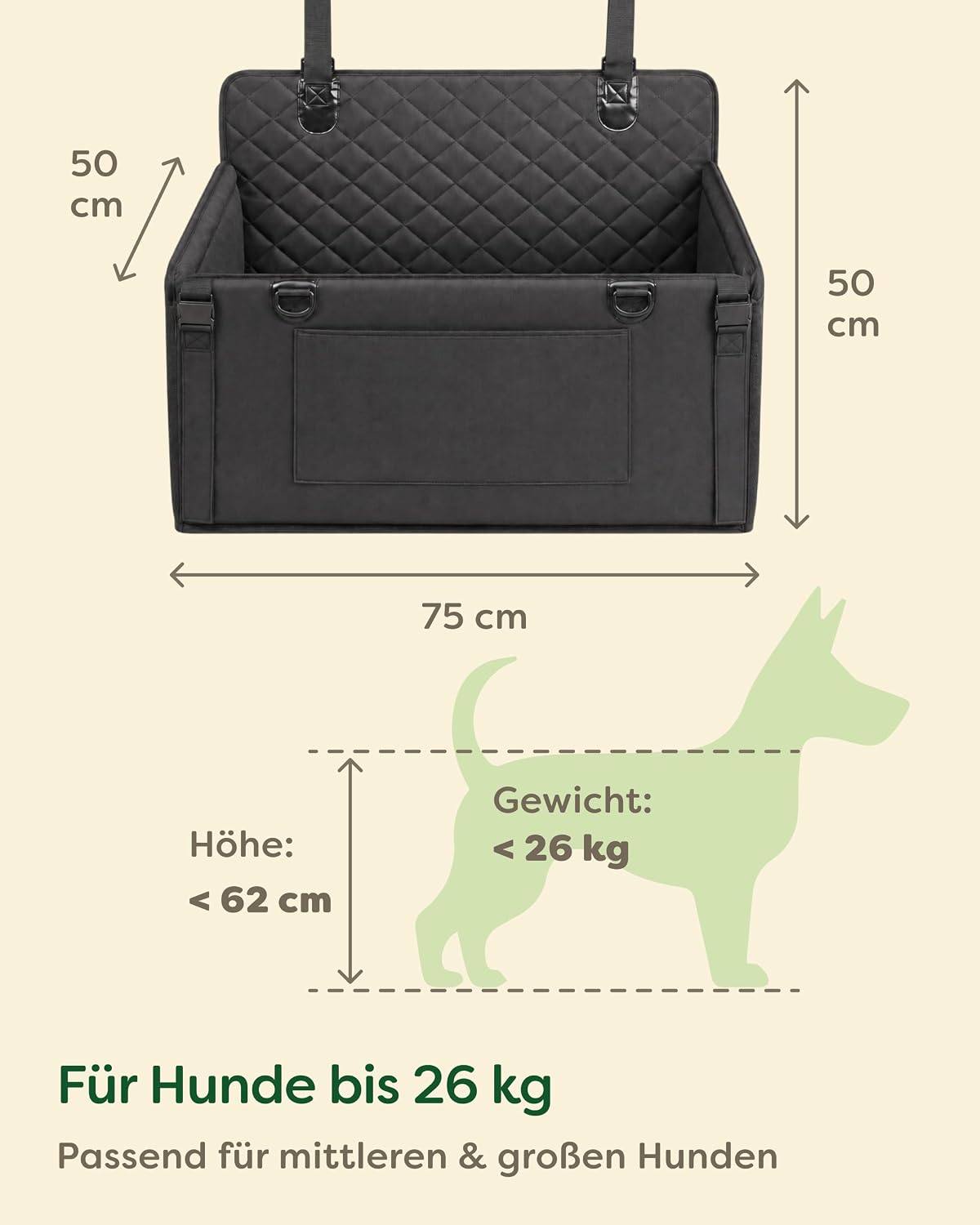 Extra Stabiler Hundeautositz für Rückbank
