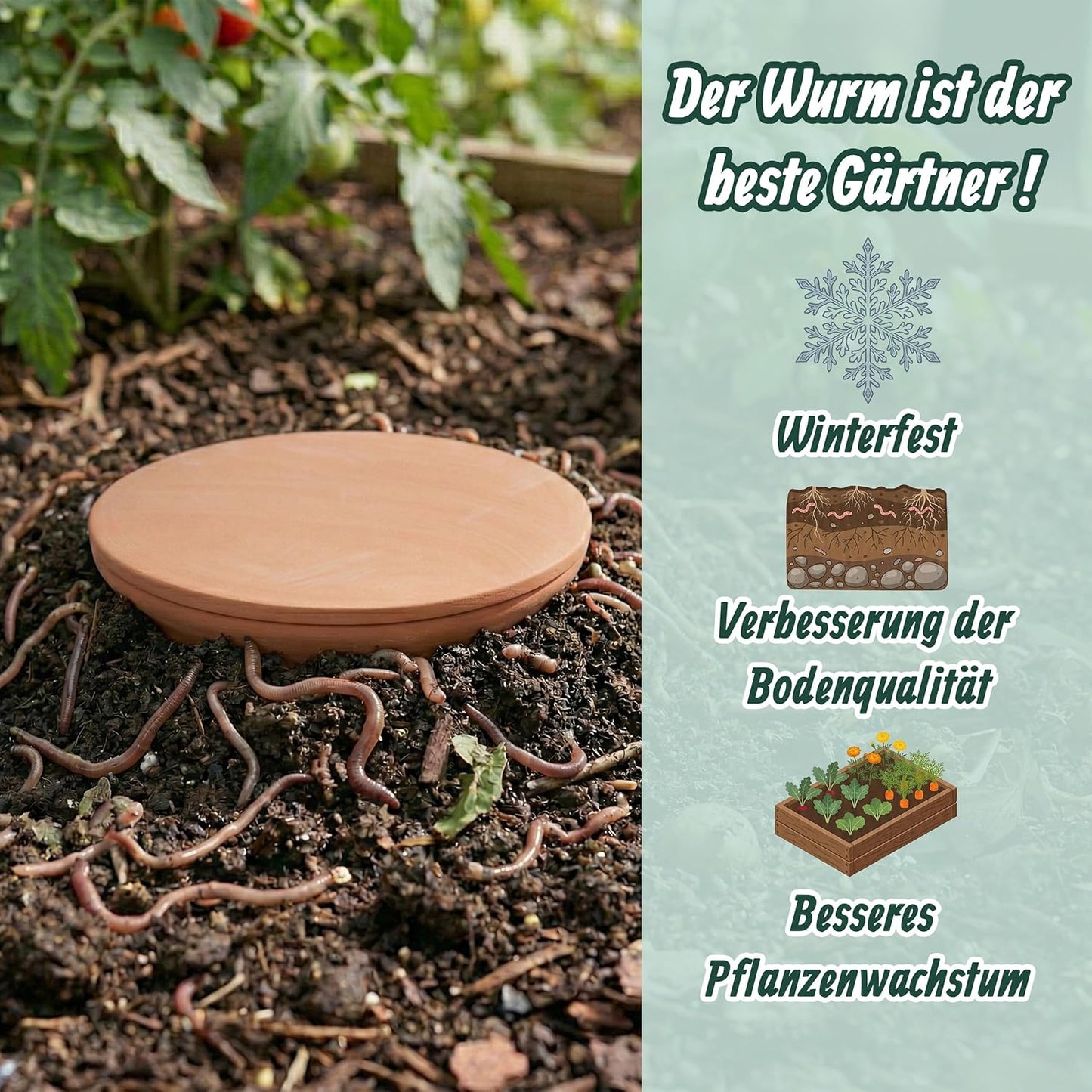 Wurmkomposter zum Eingraben mit Deckel, 5 L