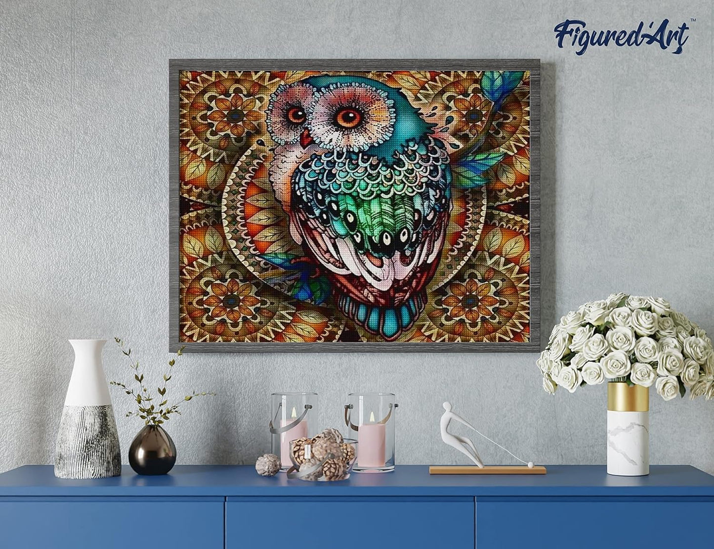 Diamond Painting, 40 x 50 cm, Märchenhafte Eule 40x50cm (Ohne Rahmen)