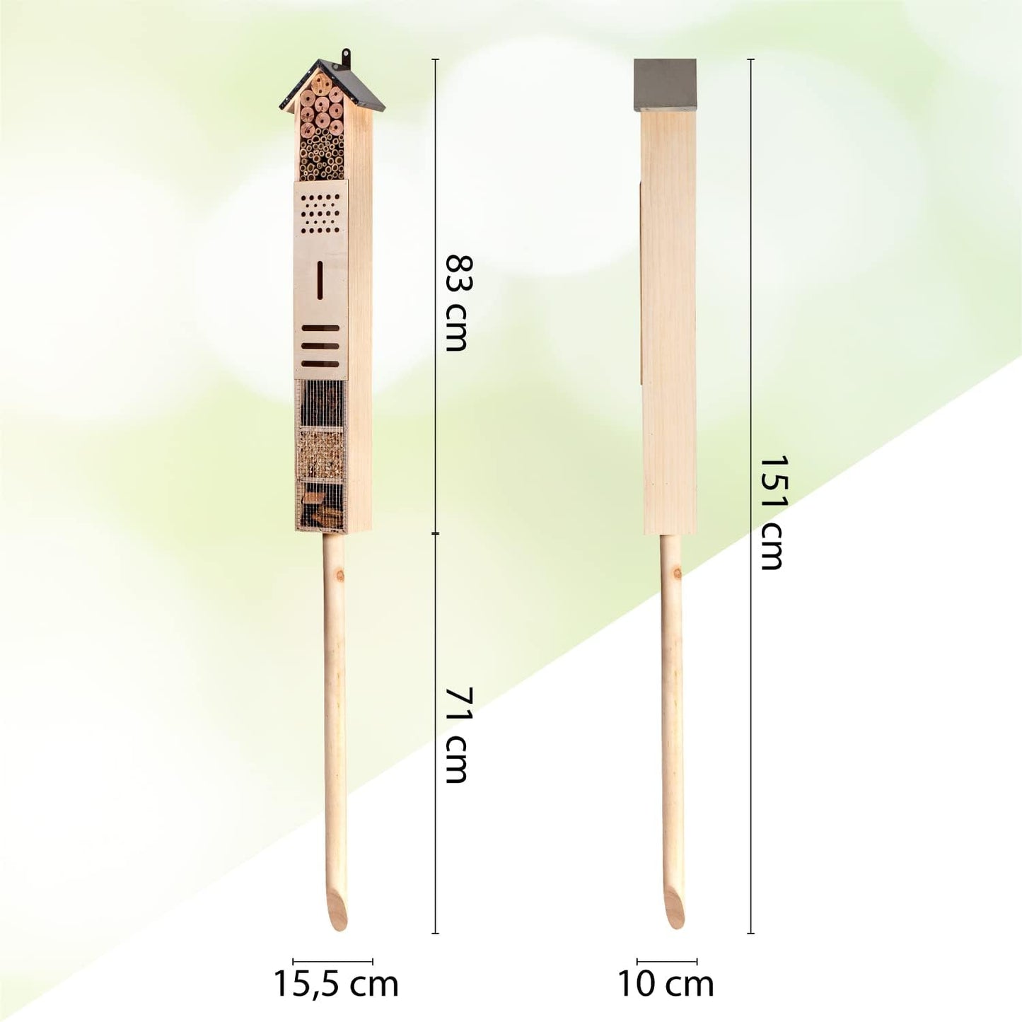 Insektenhotel XXL stehend mit Erdspiess (151 cm)