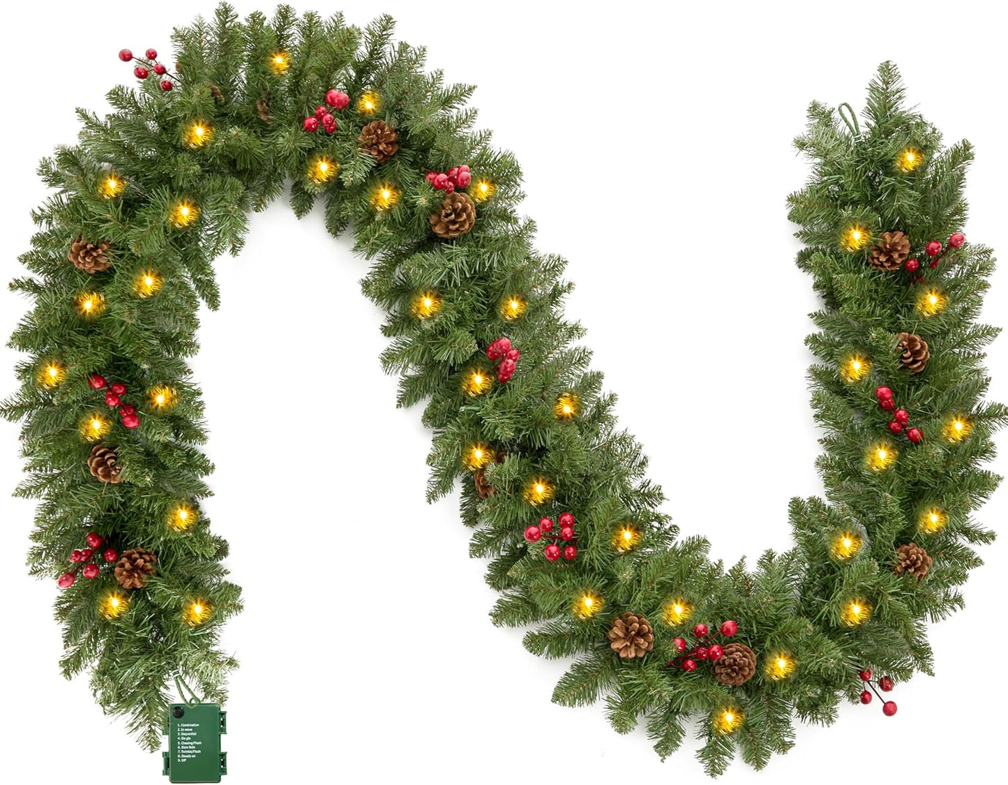 Weihnachtsgirlande mit LED-Lichtern und Dekorationen