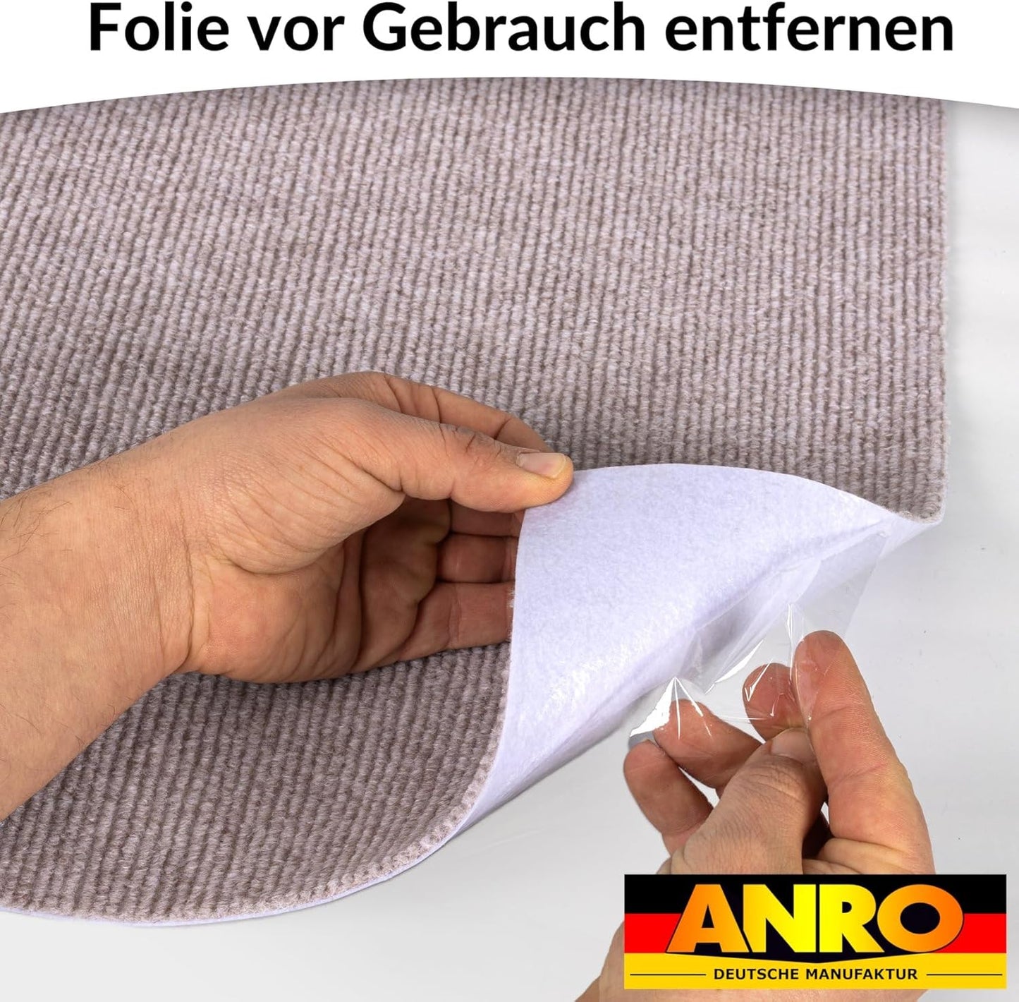 Selbsthaftende Bodenschutzmatte für Bürostuhl, 150 x 150 cm Beige