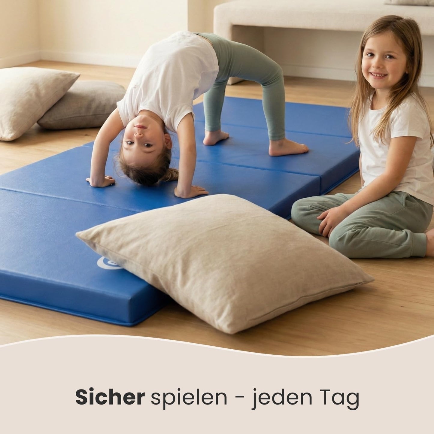 Faltbare Gymnastik- und Turnmatte 180x60x5 cm, 180 x 60 x 5 cm Blau-Schwarz