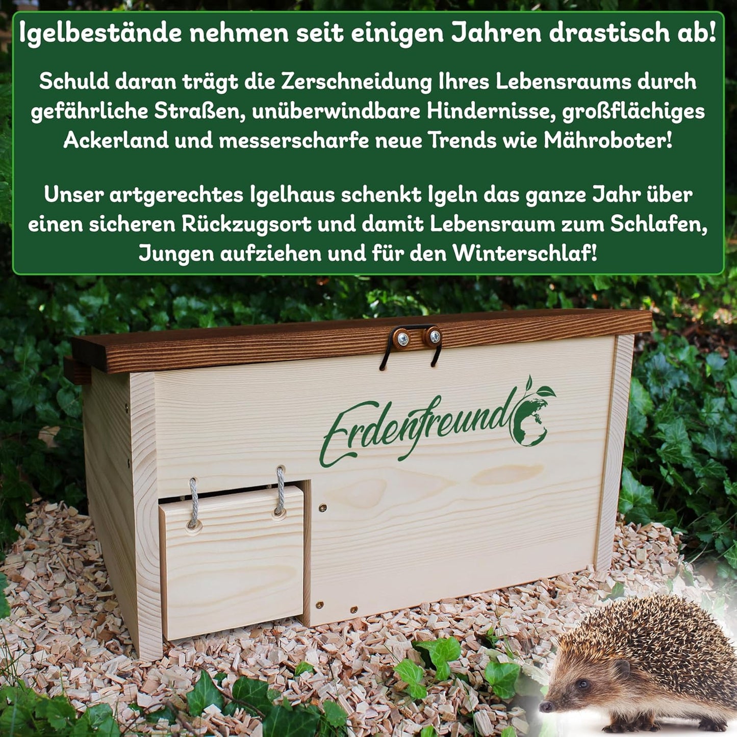 Igelhaus mit Labyrintheingang, Igelhaus Winterquartier & Nisthaus rattensicher