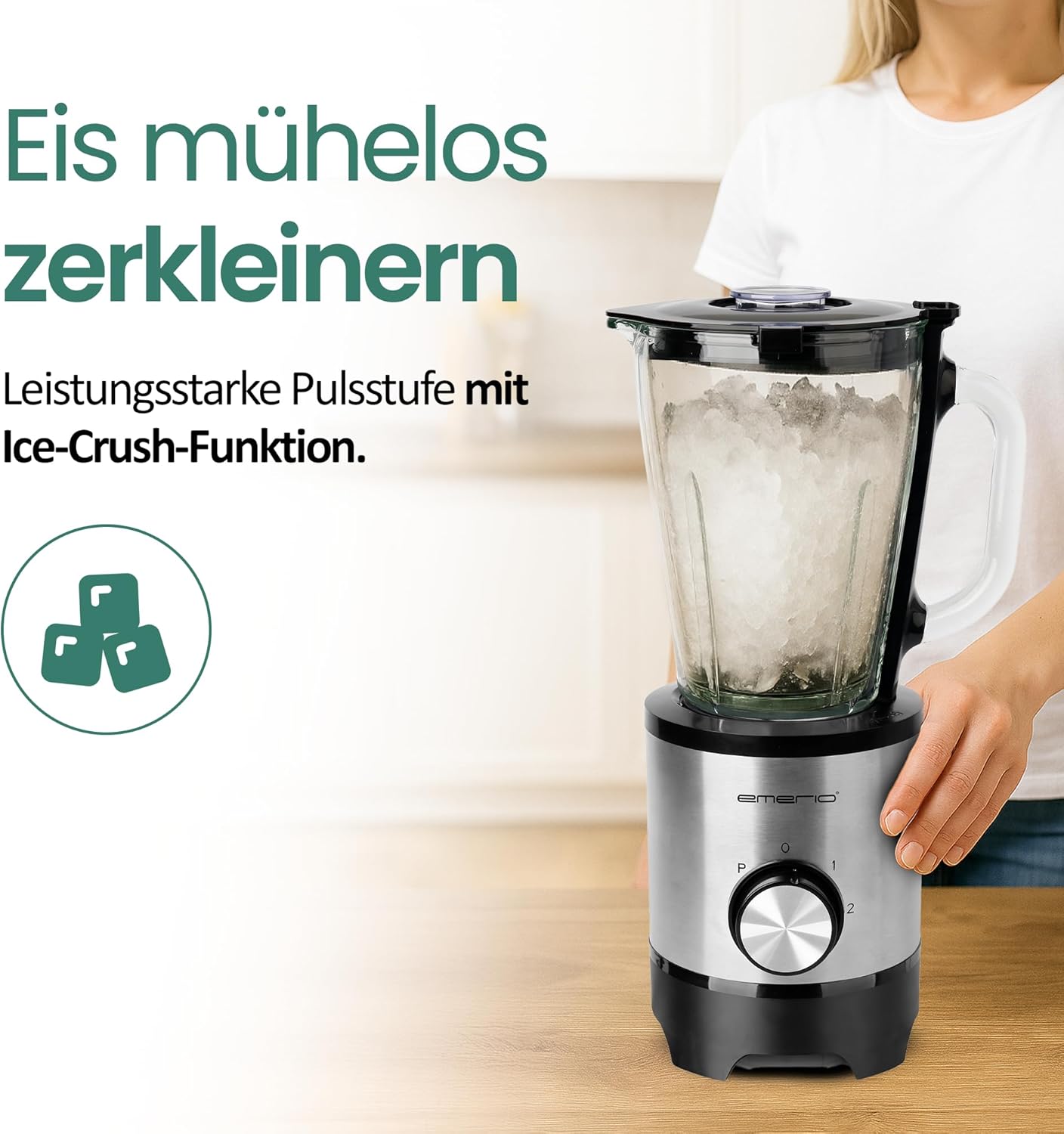Standmixer mit Ice Crush Funktion, Silber