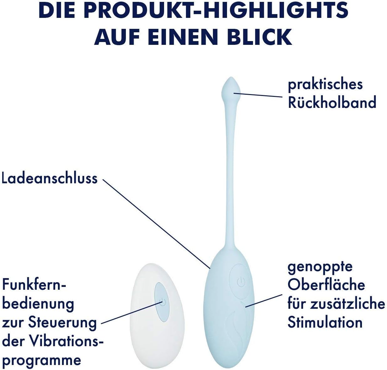 Vibro Bullet mit Funkfernbedienung, wasserdicht, Hellblau