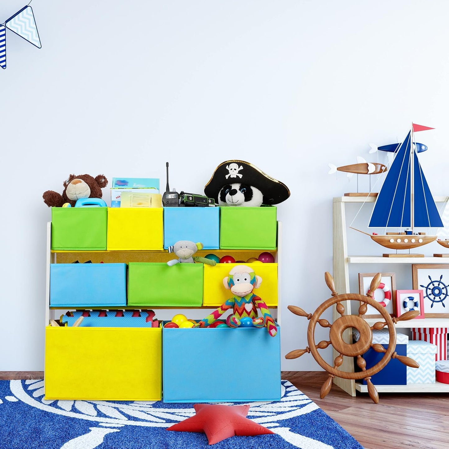 Kinderregal mit Meerjungfrau-Motiv und 9 Boxen, Bunt