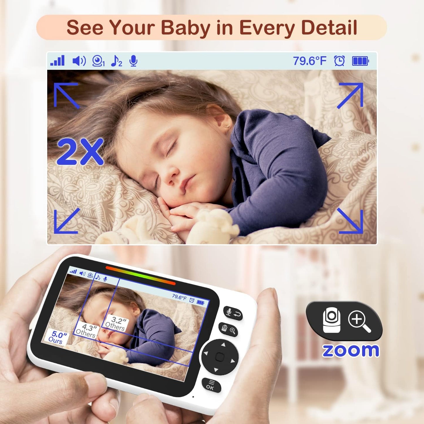 Babyphone mit Kamera und 5" Bildschirm BL9052, BL9052