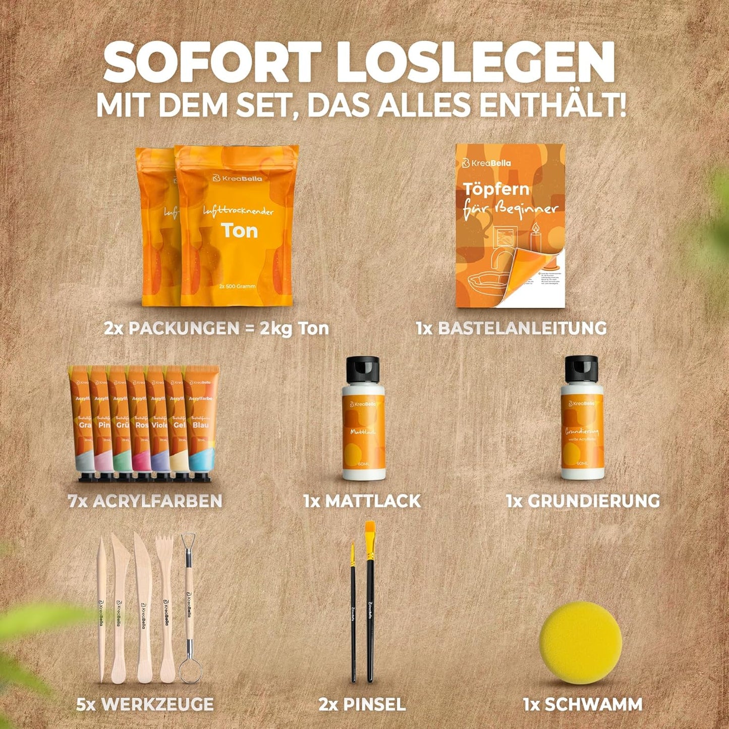 DIY Töpferset mit lufttrocknendem Ton, XXL