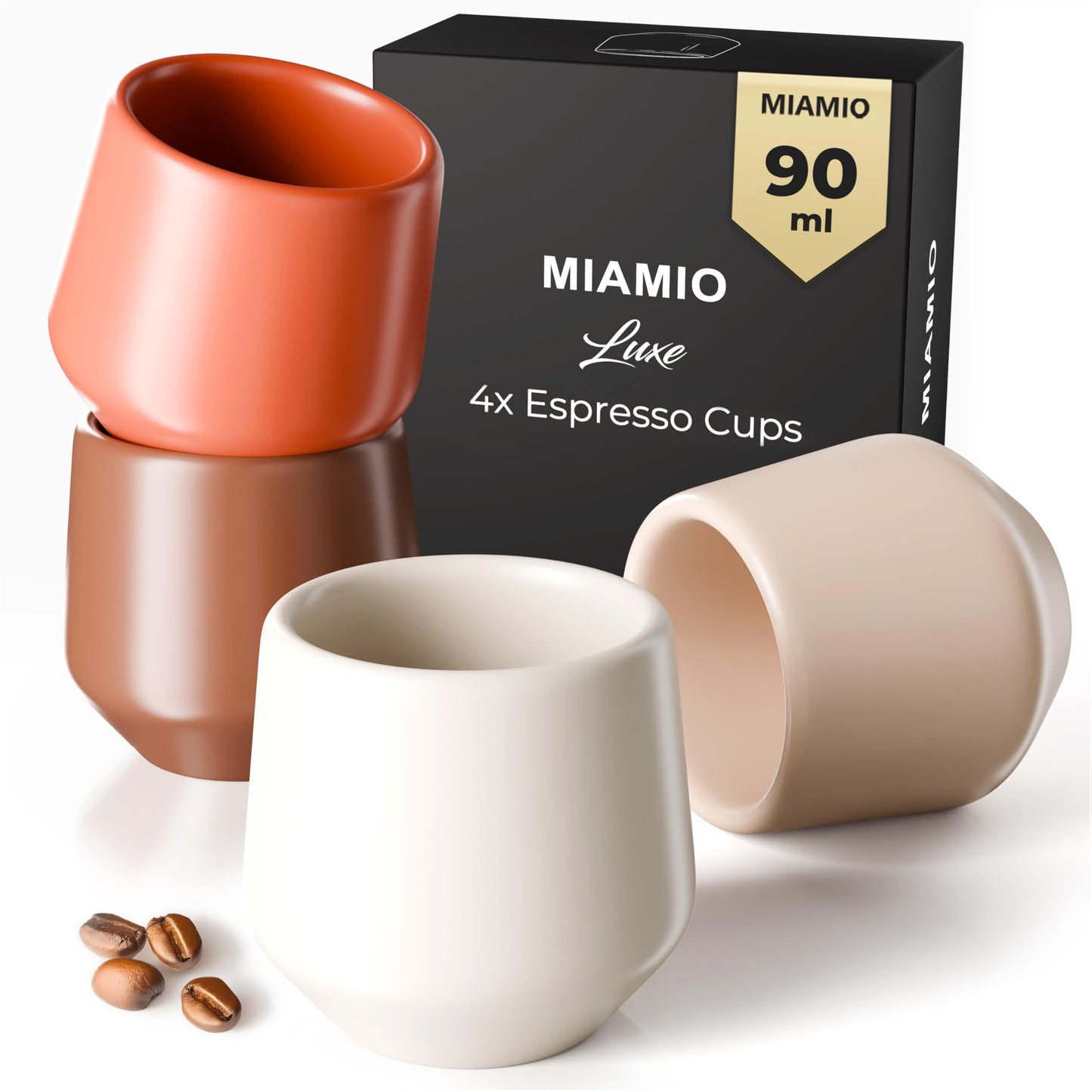 4er-Set Espressotassen ohne Henkel, Beige Pastel