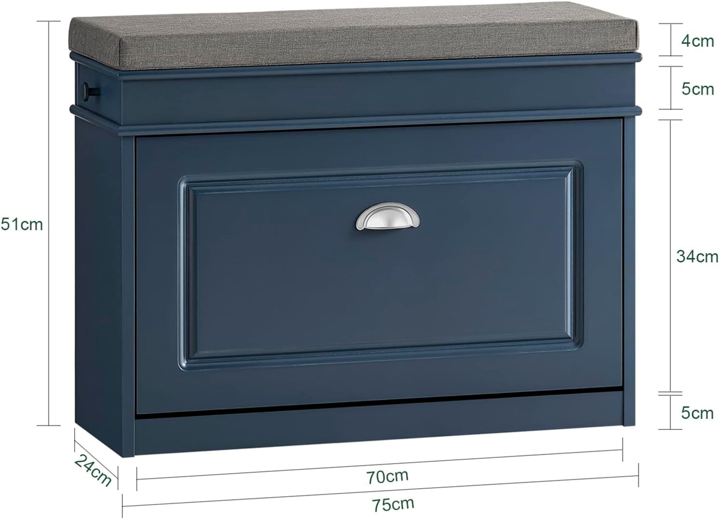 Schuhschrank SR82-L-B mit Klappe, Blau