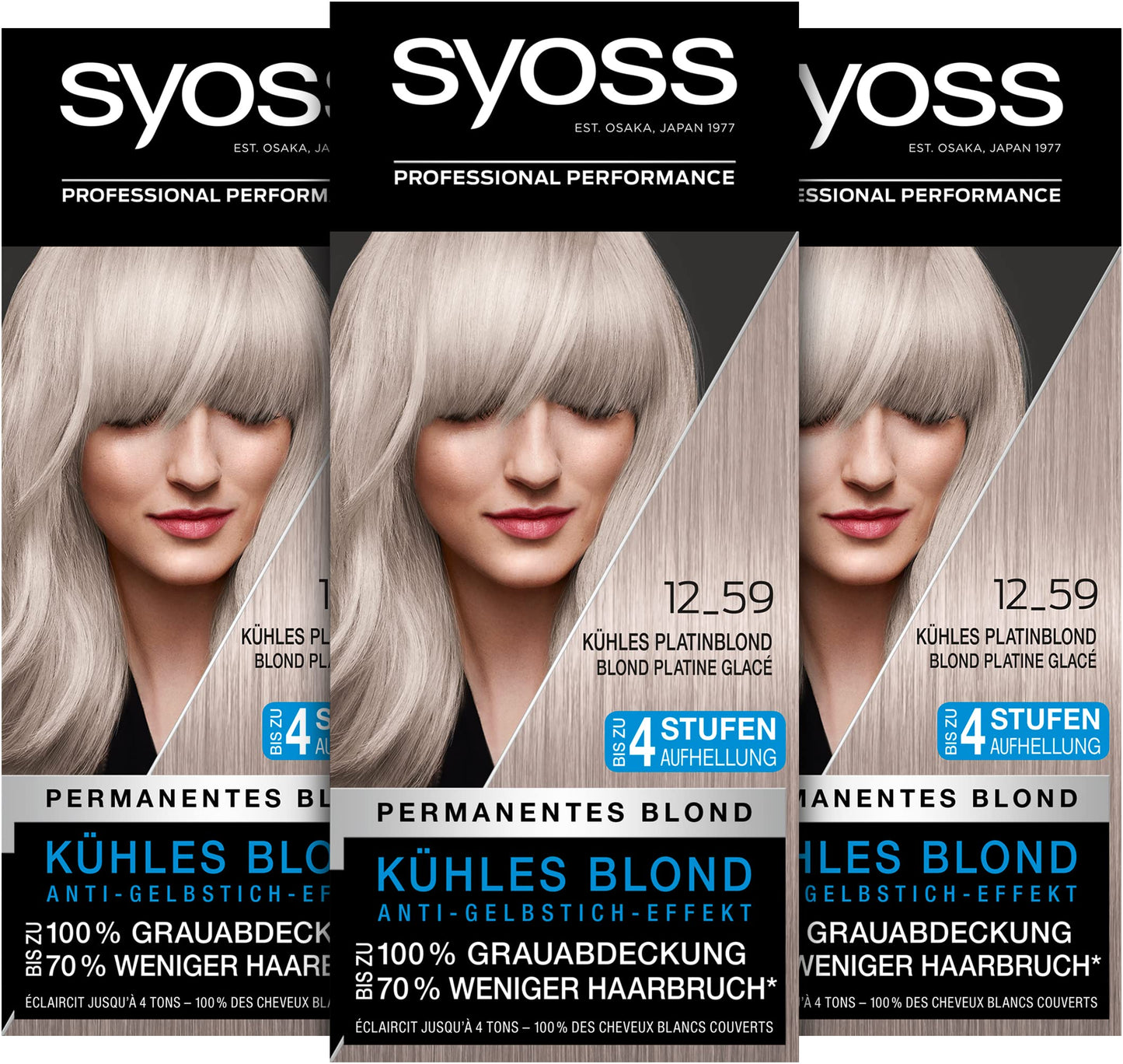 Haarfarbe Aufheller Stufe 3, 3er-Pack, Kühles Platinblond 1 stück (3er Pack)