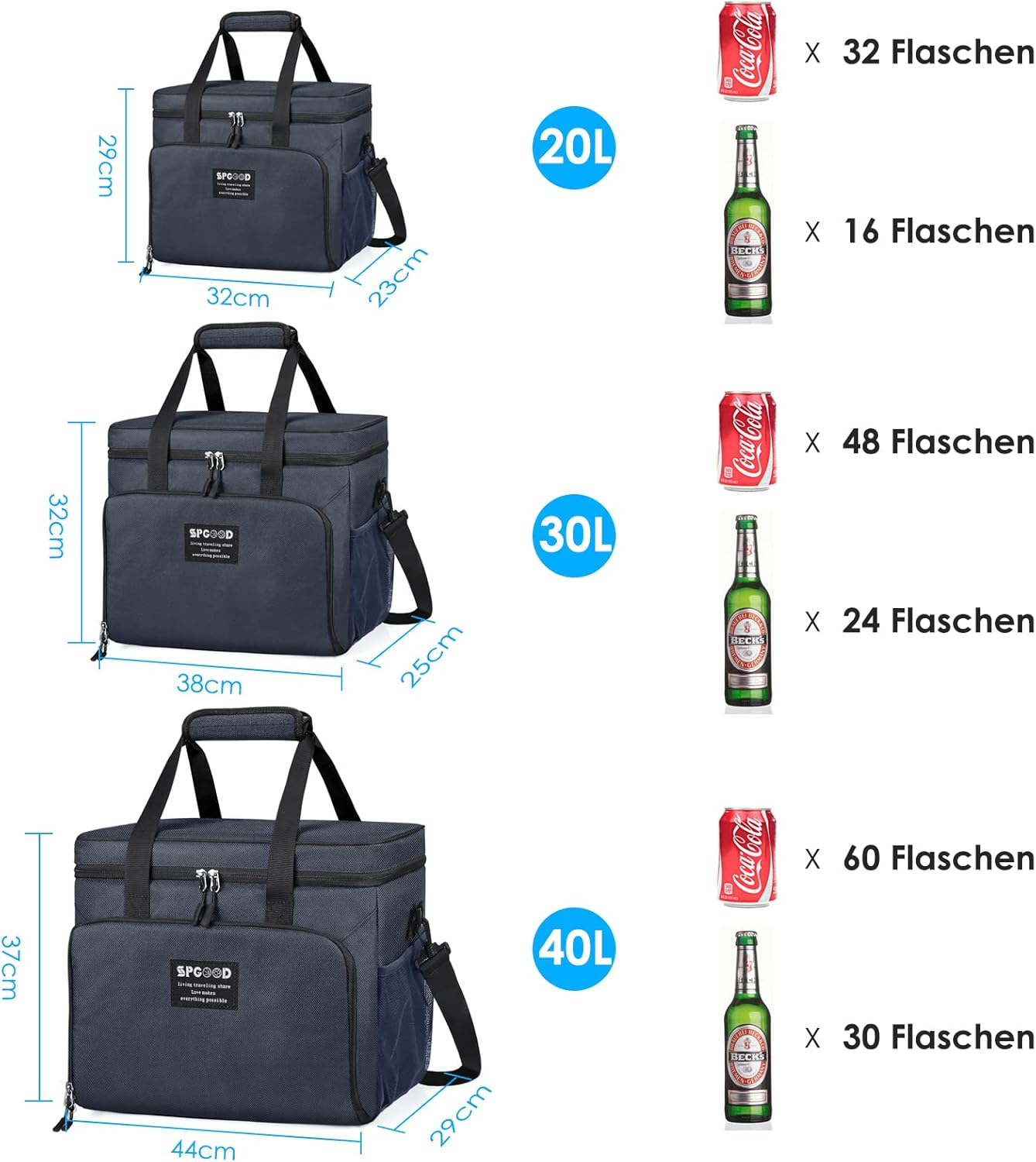 Faltbare Picknick-Kühltasche, Blau, 20L