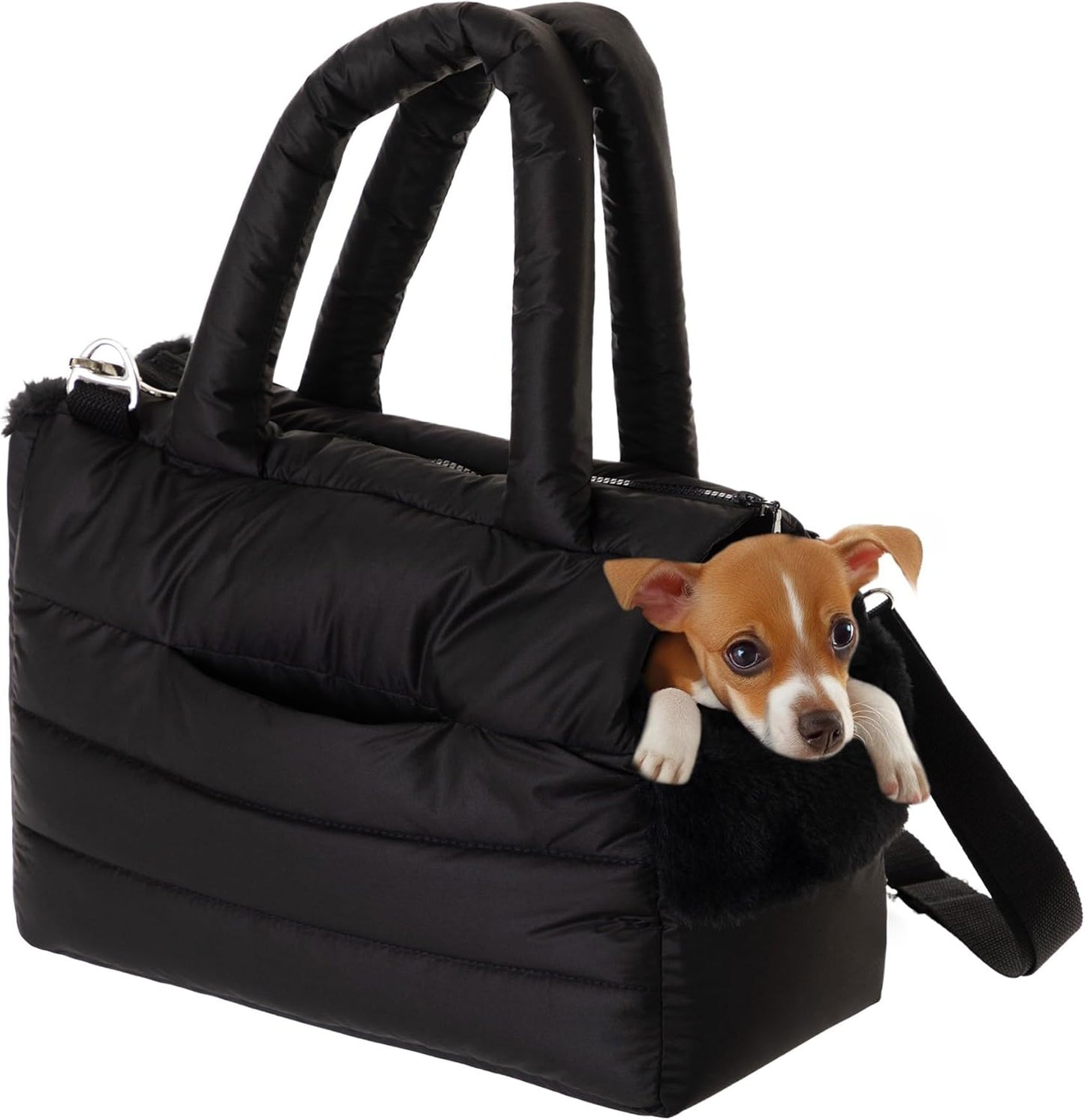 Fluffy Ride Hundetragetasche, M - L 40 x B 20 x H 30 cm SCHWARZ