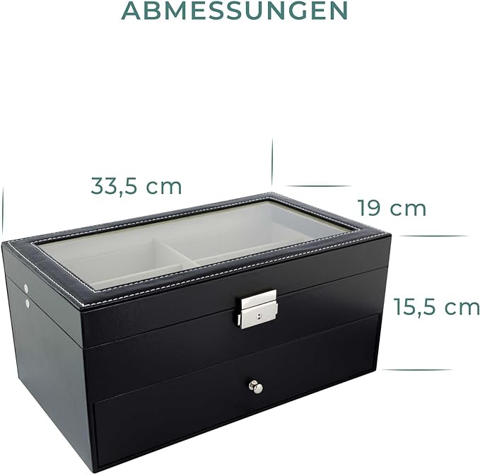 Brillenbox zur Aufbewahrung von 12 Brillen, Schwarz