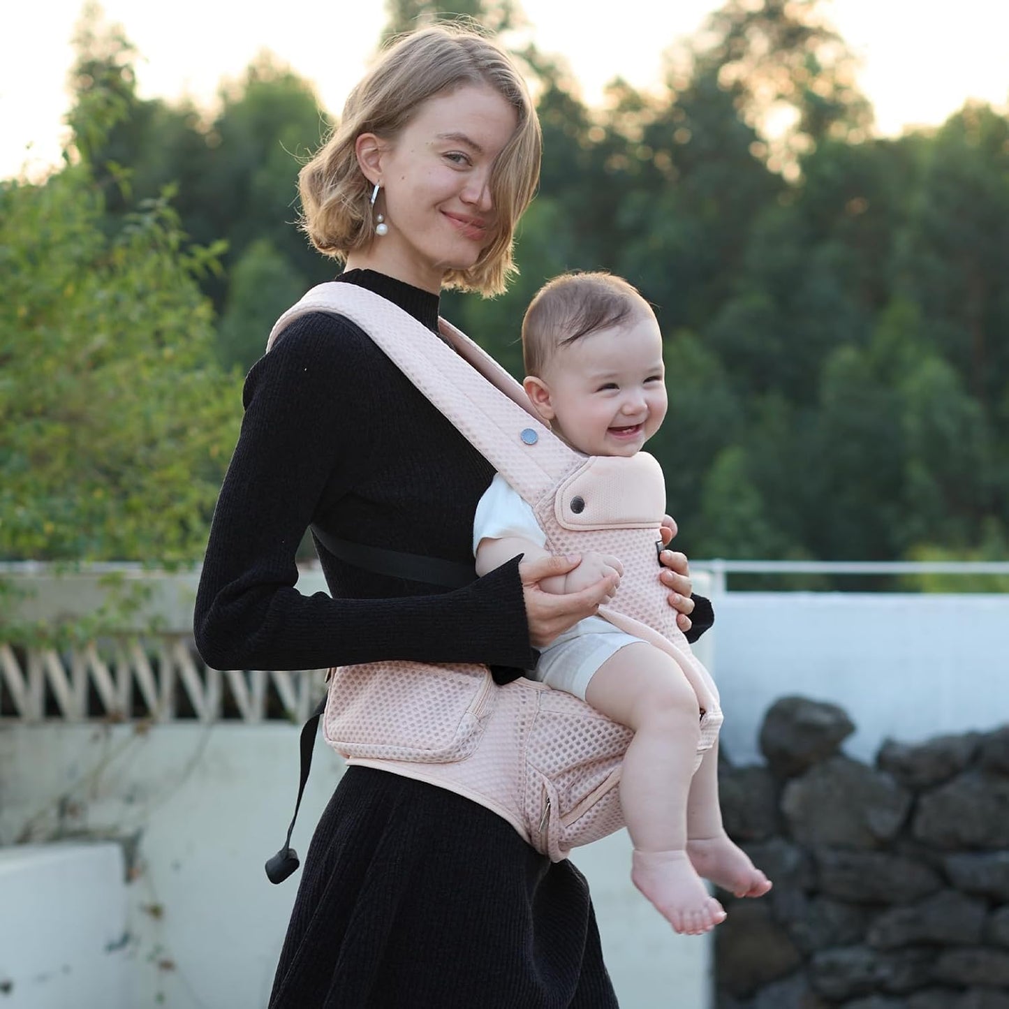 2-in-1 Verstellbare Babytrage mit Hüftkissen, Rosa