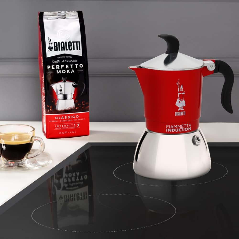 Induktions-Espressokocher für 2 Tassen, Rot 2 Tassen