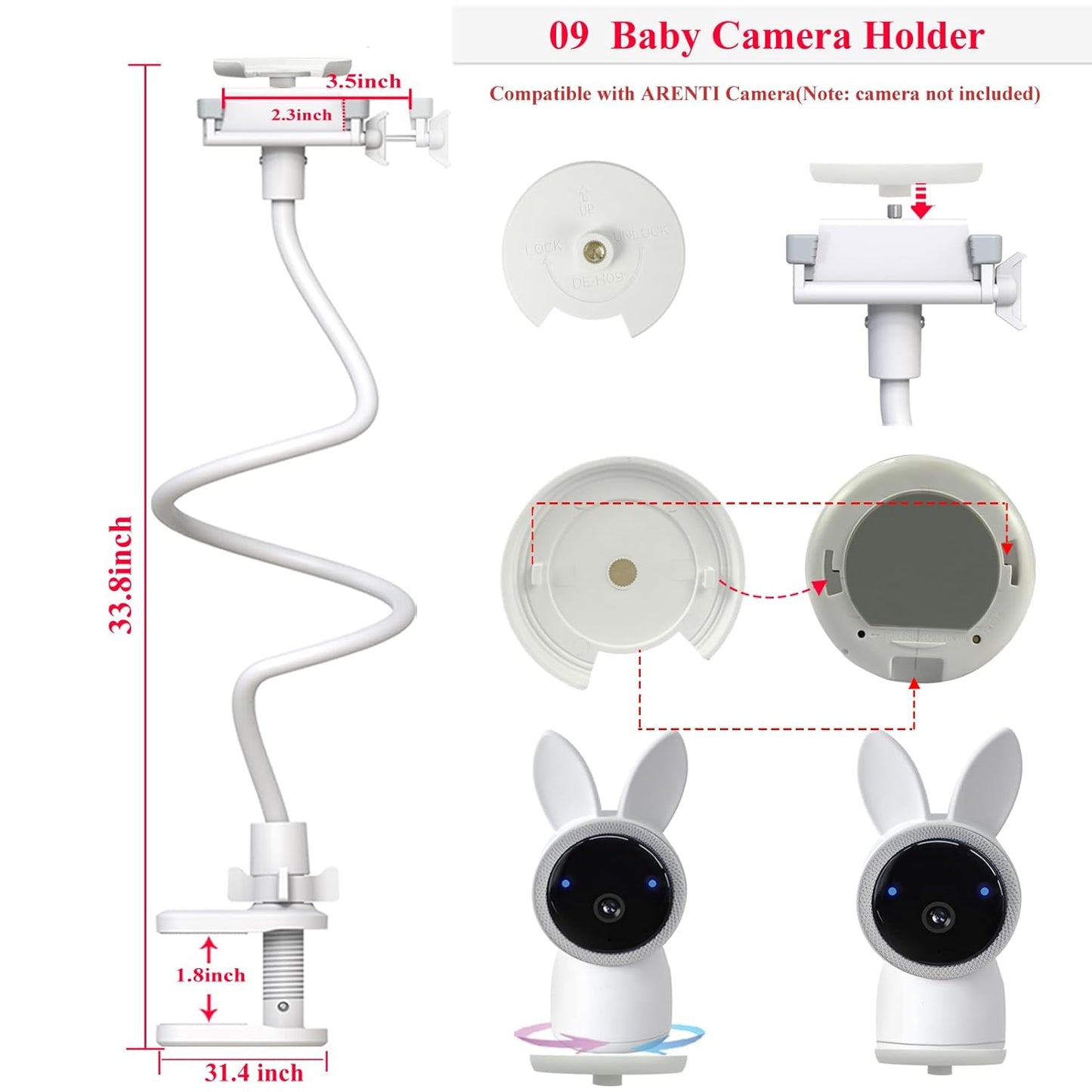 Babyphone-Halterung für Video Babyphone (33 Zoll), 33 Zoll für Arenti