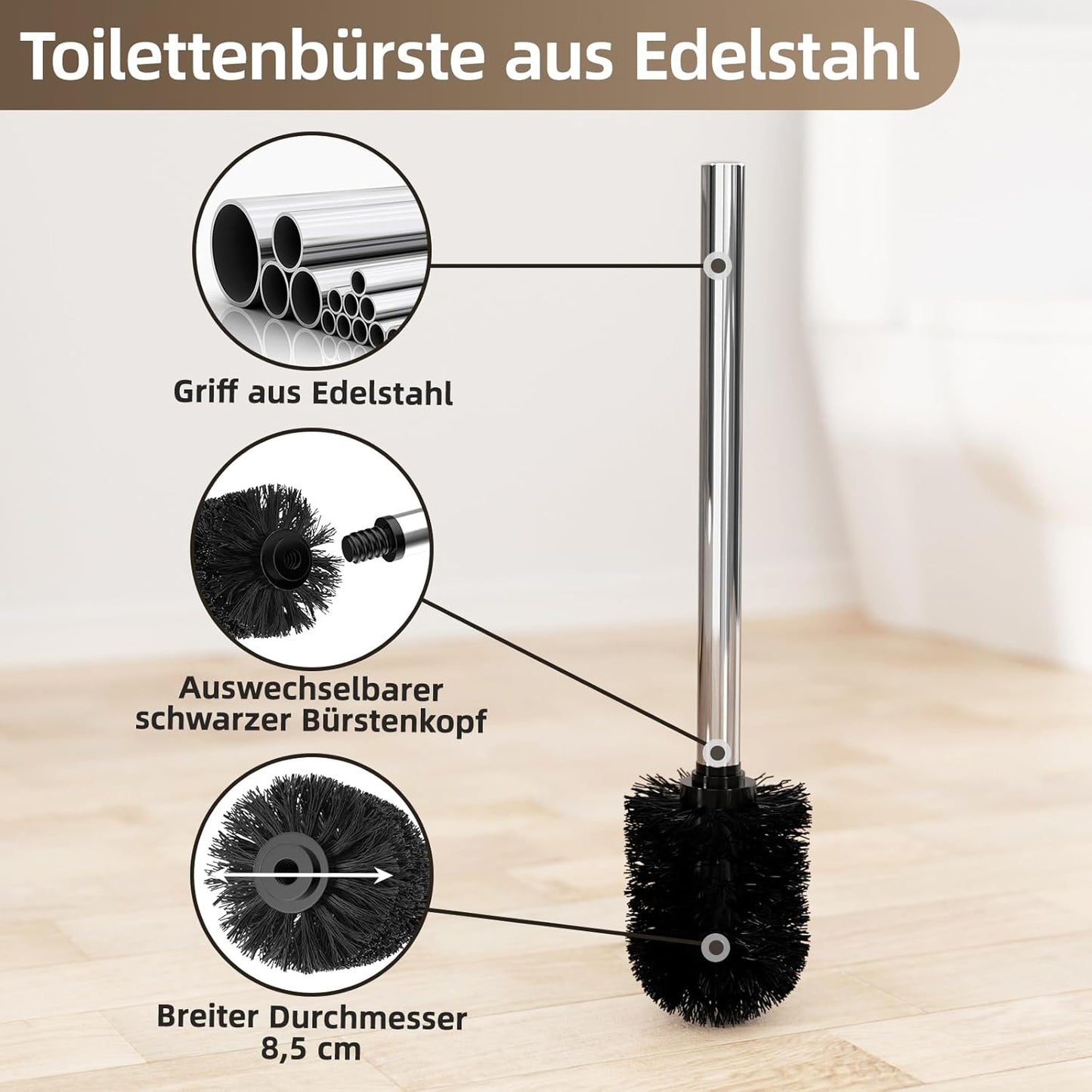 Toilettenpapier- und WC-Bürstenhalter-Set, Silber