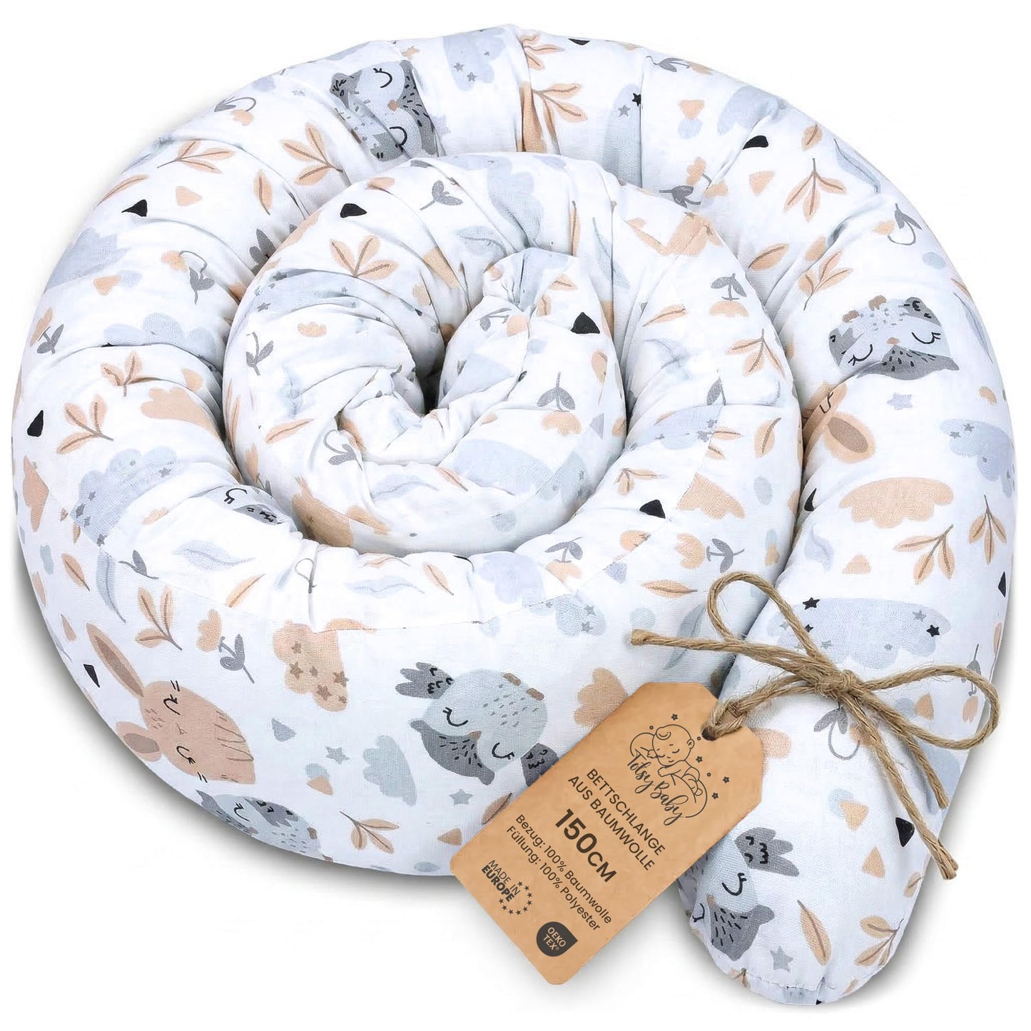 Baby Bettschlange 150 cm, Eulen 150 cm