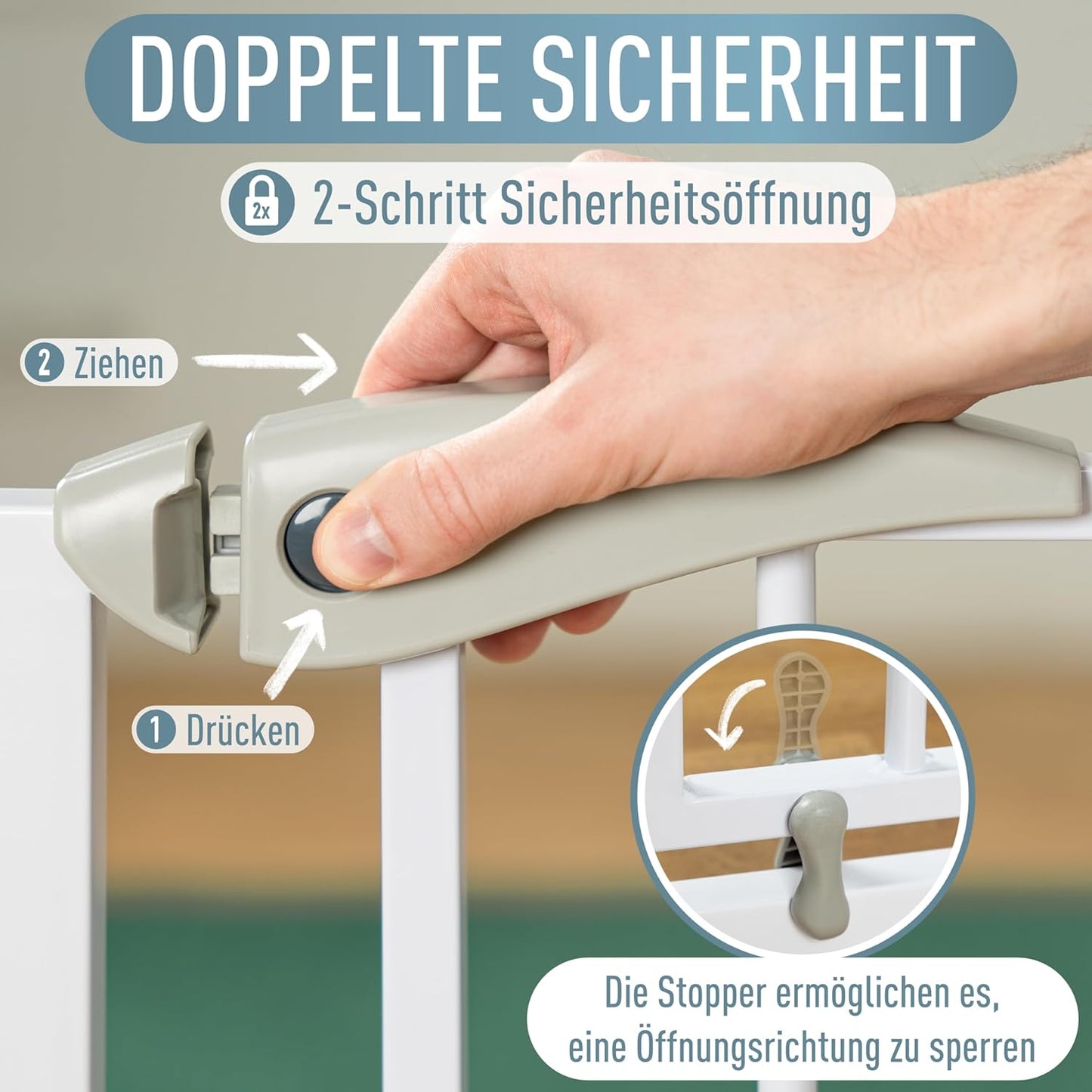 Treppenschutzgitter Berrin ohne Bohren (115-125 cm), 115 - 125 cm