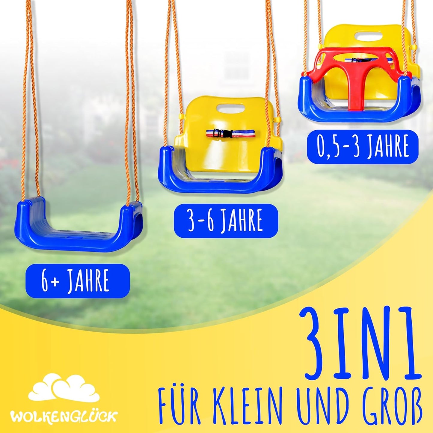 3-in-1 Babyschaukel, Bunt