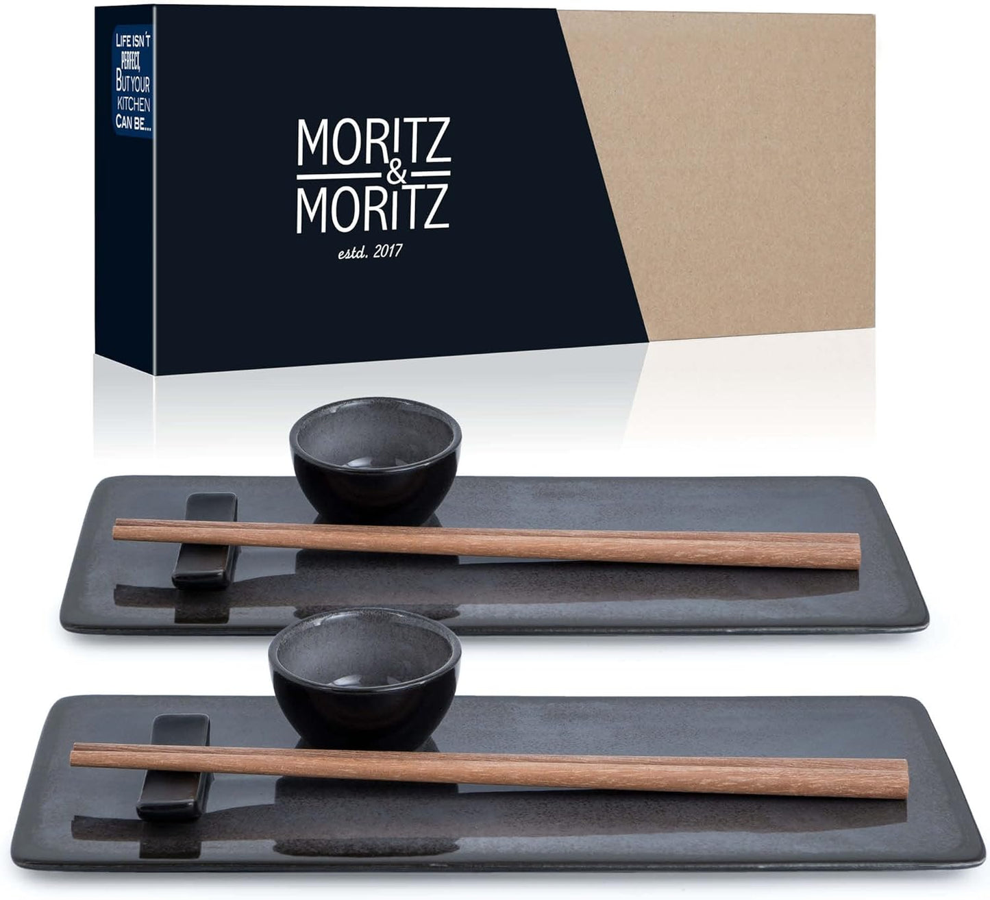10-tlg. Sushi Geschirr Set, Grau