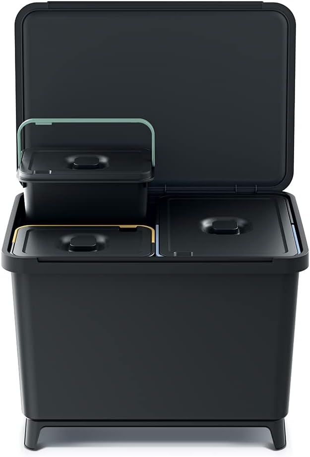 Mülltrennsystem 3er Set (1x 23L + 2x 10L), Schwarz