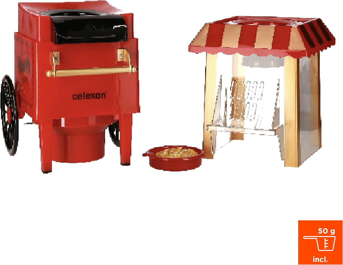 CinePop CP500 Popcorn-Maschine, Retro/Kirmes-Design - 24 x 19 x 39.5cm