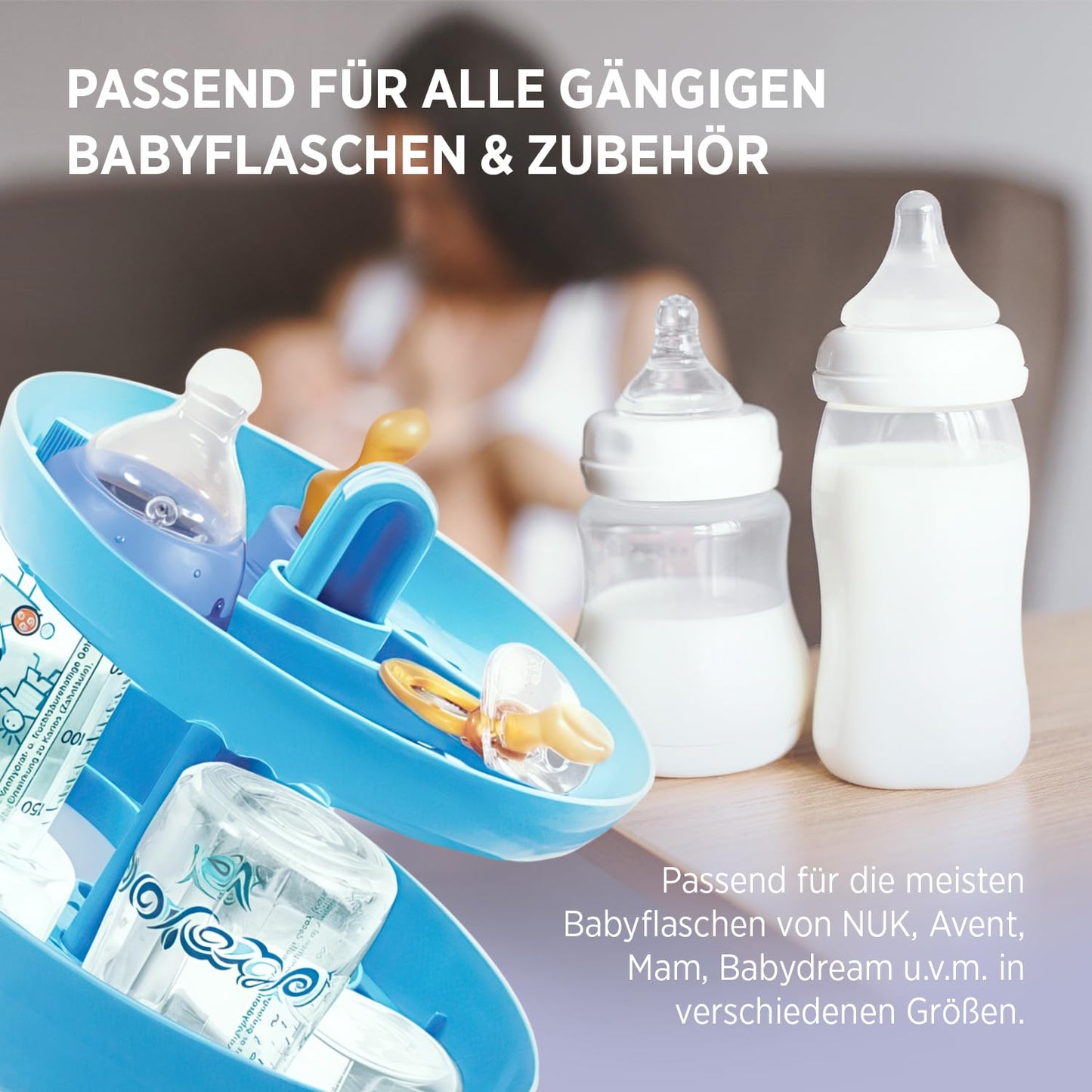 Sterilisator für Babyflaschen (6 Flaschen), Blau
