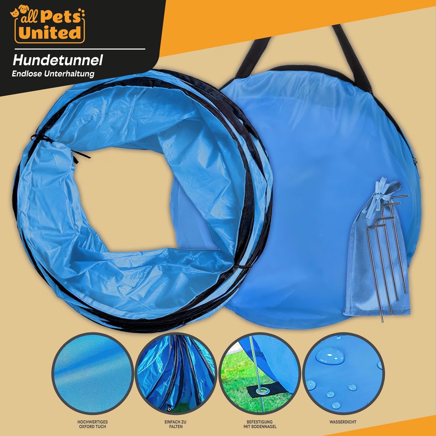 Agility Tunnel-Set mit Sprunghürde, 200 cm - Accessories Set