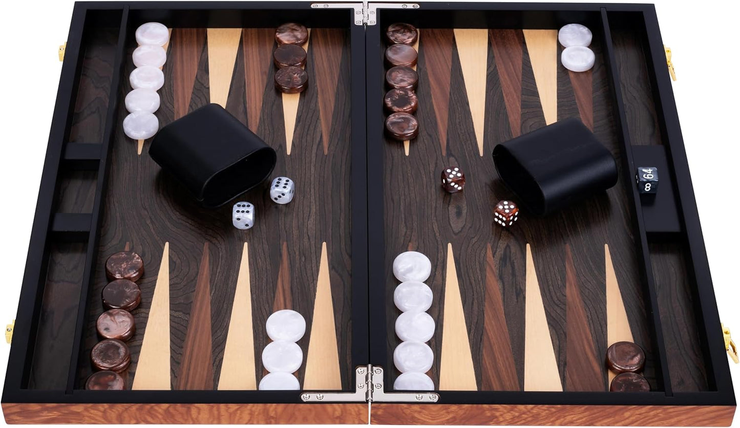 Luxus-Backgammon-Set Rosenholz, 18 Zoll Rosenholz