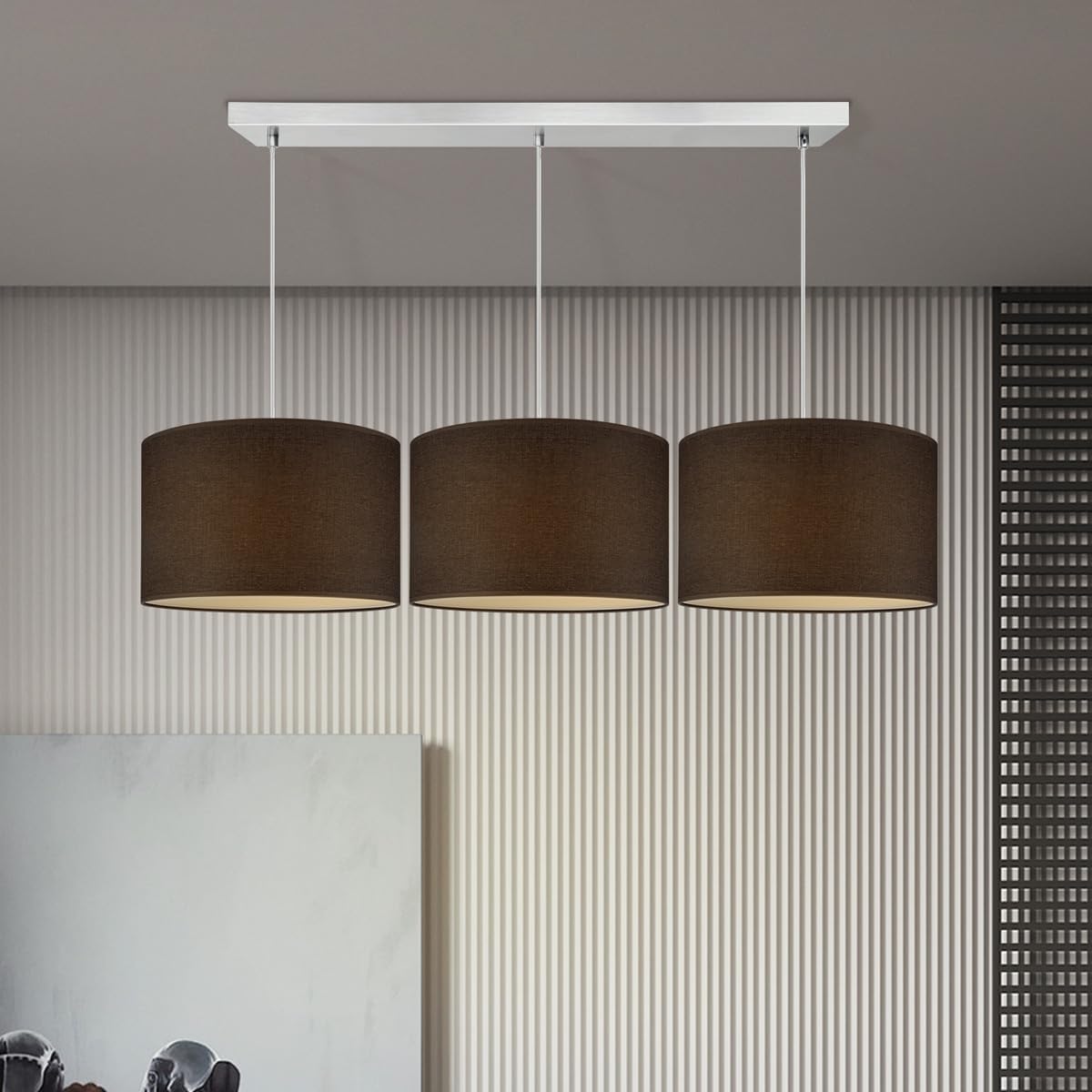 Moderner Lampenschirm aus Baumwolle 35cm, Brown 35cm durchmesser 21cm höhe