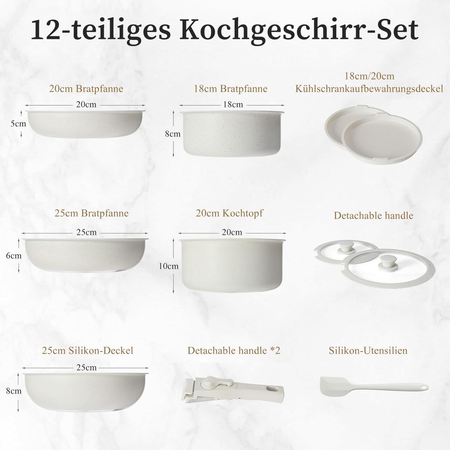 12-teiliges Topf- und Pfannenset, 12 pieces