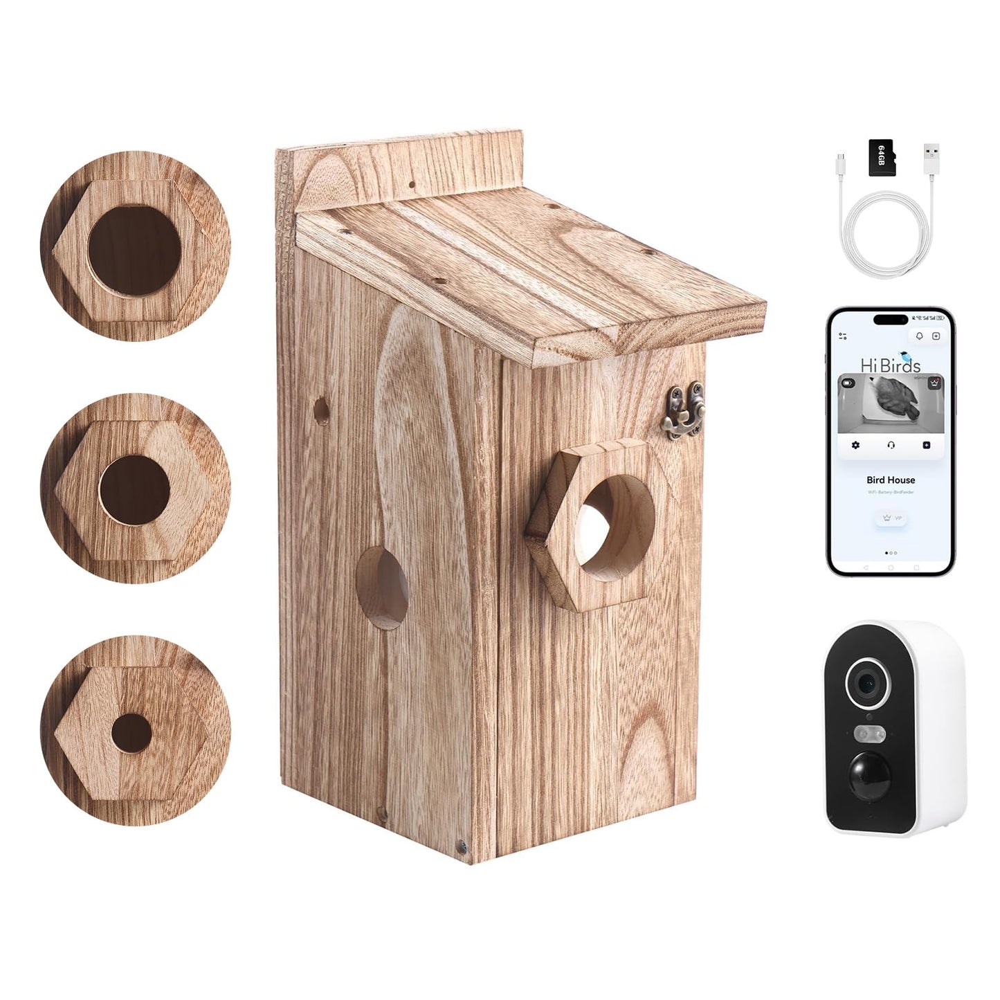 Nistkasten mit WLAN-Kamera & Bewegungserkennung, Vogelhaus D