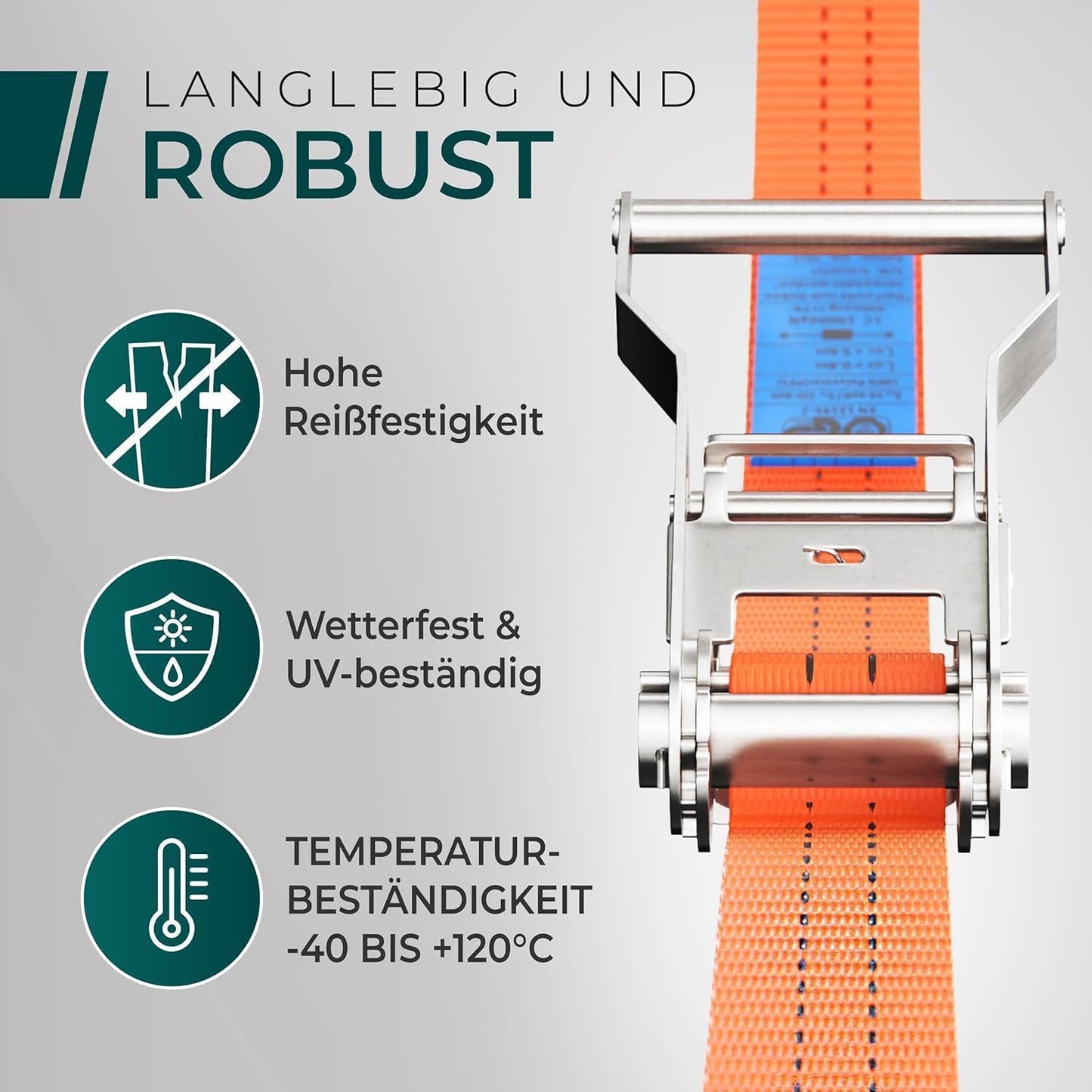 4er-Set Schwerlast-Spanngurte mit Ratsche, 4 Stück 6M
