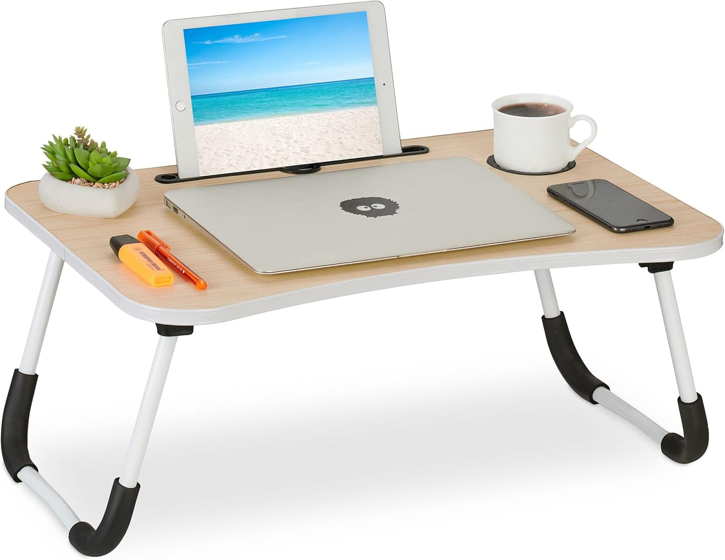 Klappbarer Laptoptisch mit Getränke- und Tablethalter