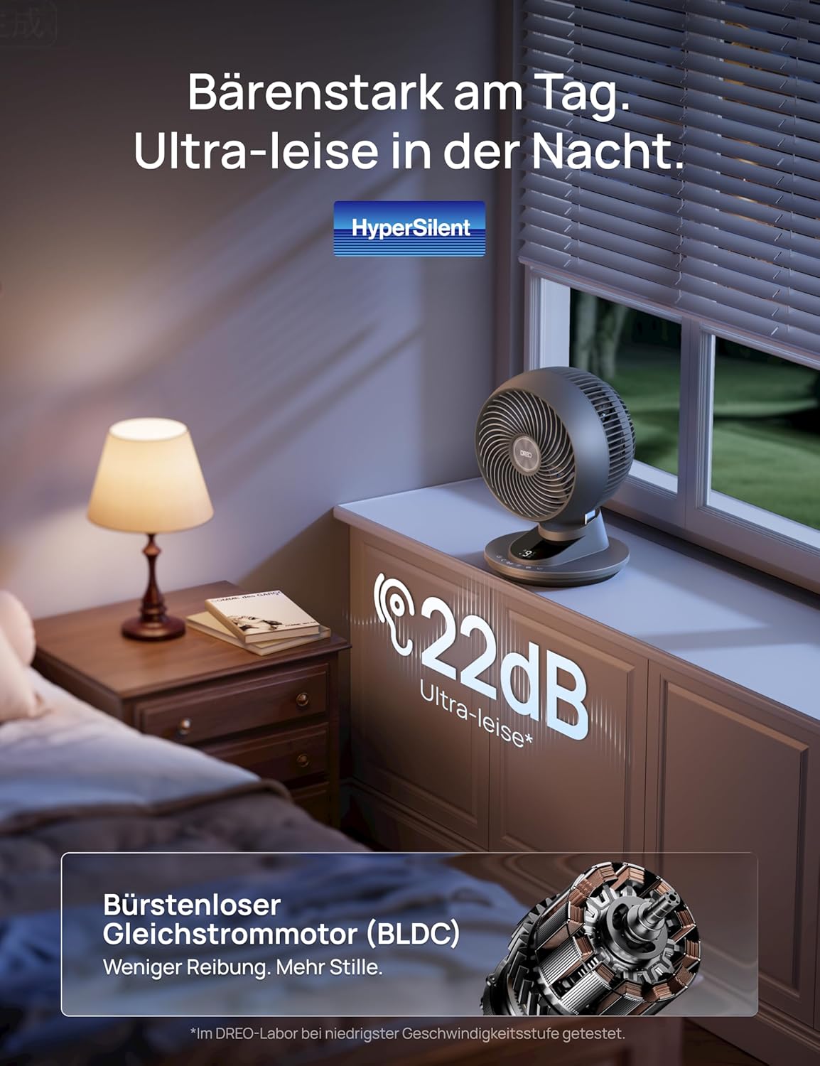Tischventilator mit App-Steuerung, Grau