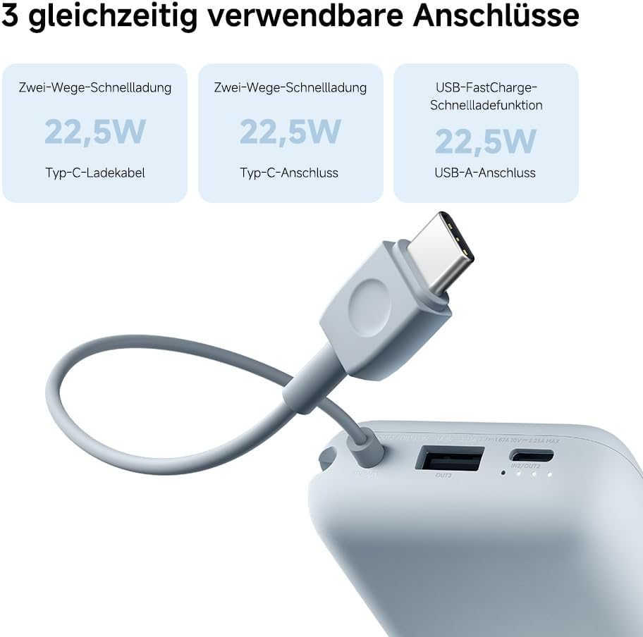 Power Bank 10000mAh (Integrated Cable), Tan 10000mAh